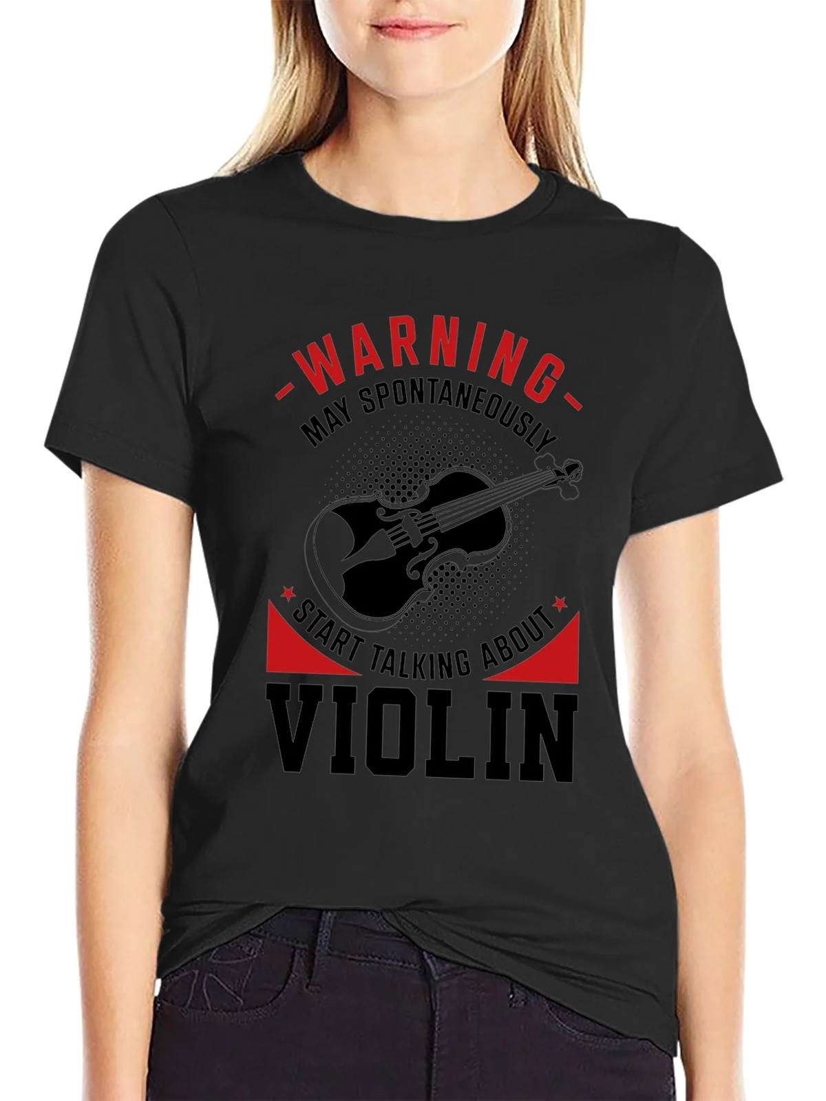 Warning Violin Enthusiast Graphic Tee - Black product image 2