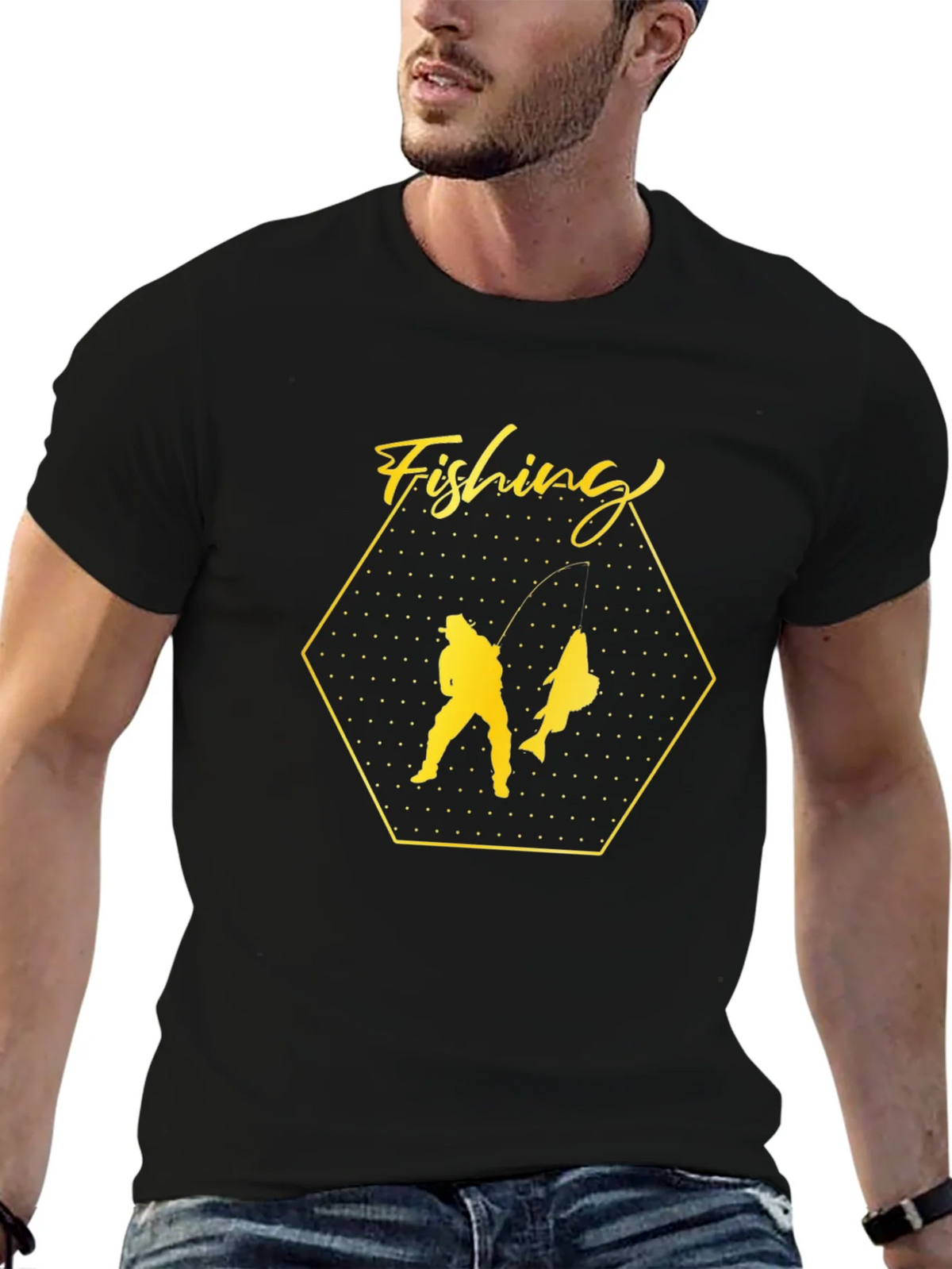 Fishing Graphic Black T-Shirt product image 6