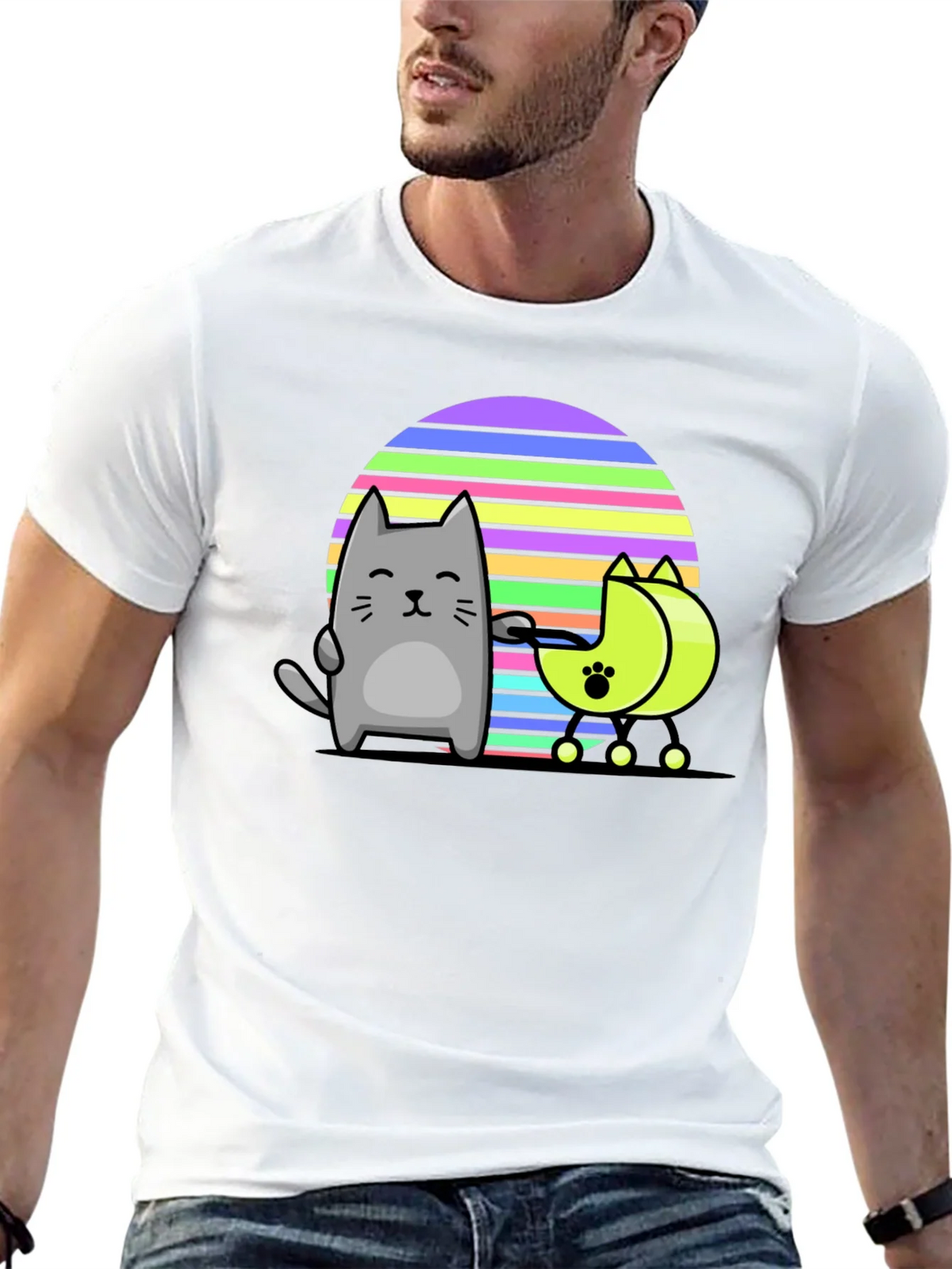 Cool Cat and Moon T-Shirt - Black product image 11