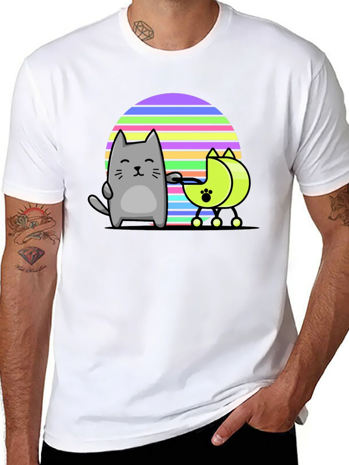 Cool Cat and Moon T-Shirt - Black product image 7