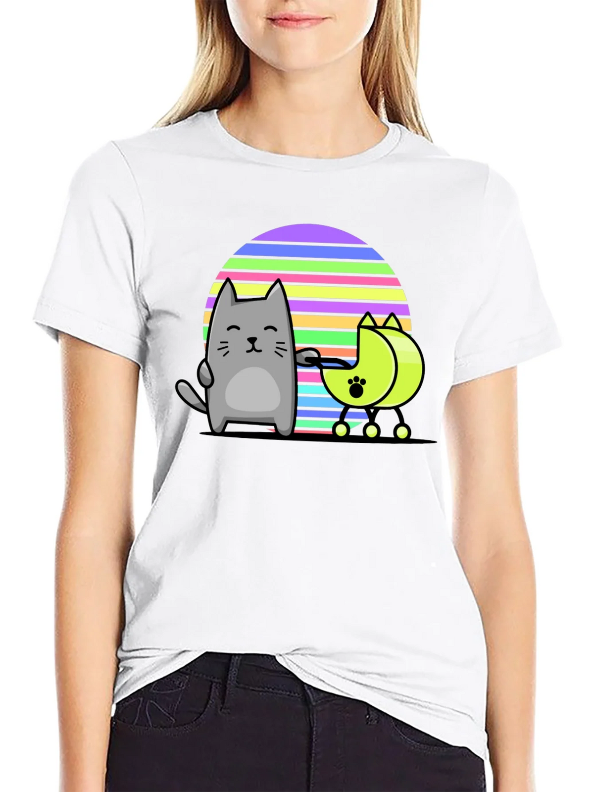 Cool Cat and Moon T-Shirt - Black product image 8