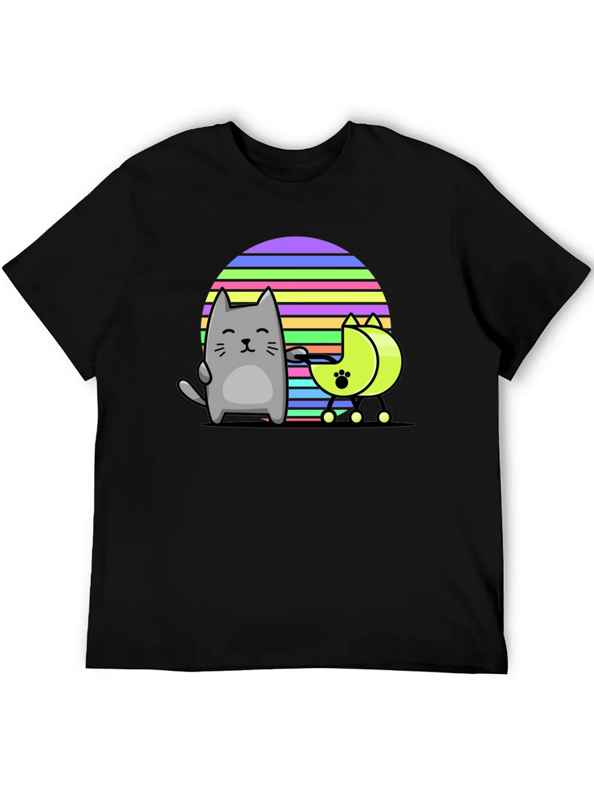 Cool Cat and Moon T-Shirt - Black product image 5