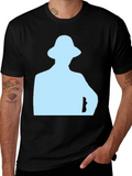 Mens Black T-Shirt with Light Blue Silhouette product image 1