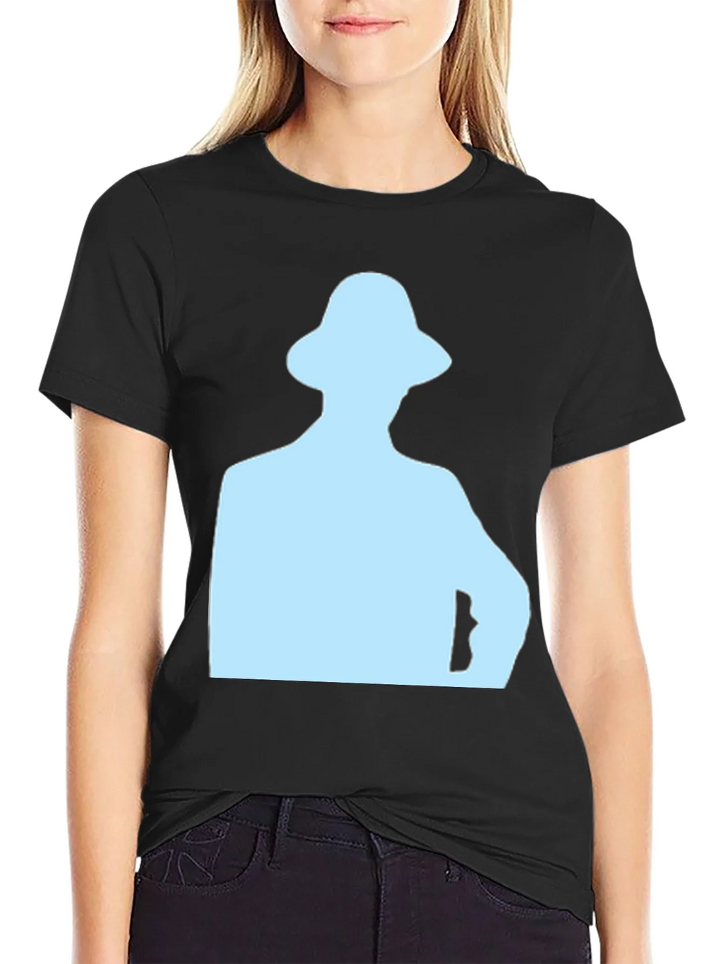 Mens Black T-Shirt with Light Blue Silhouette product image 2