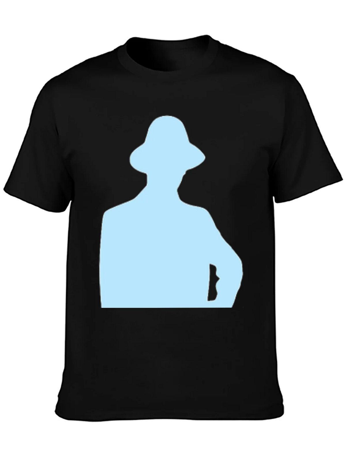 Mens Black T-Shirt with Light Blue Silhouette product image 3