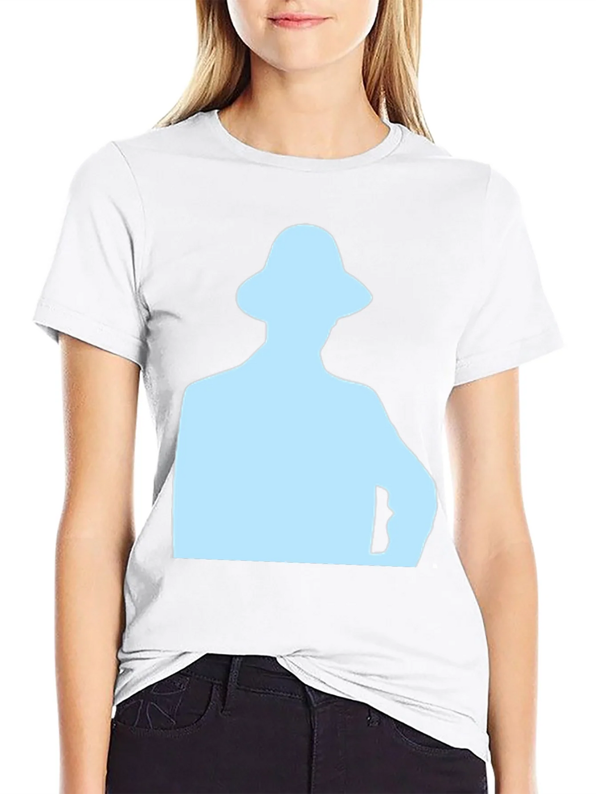 Mens Black T-Shirt with Light Blue Silhouette product image 8