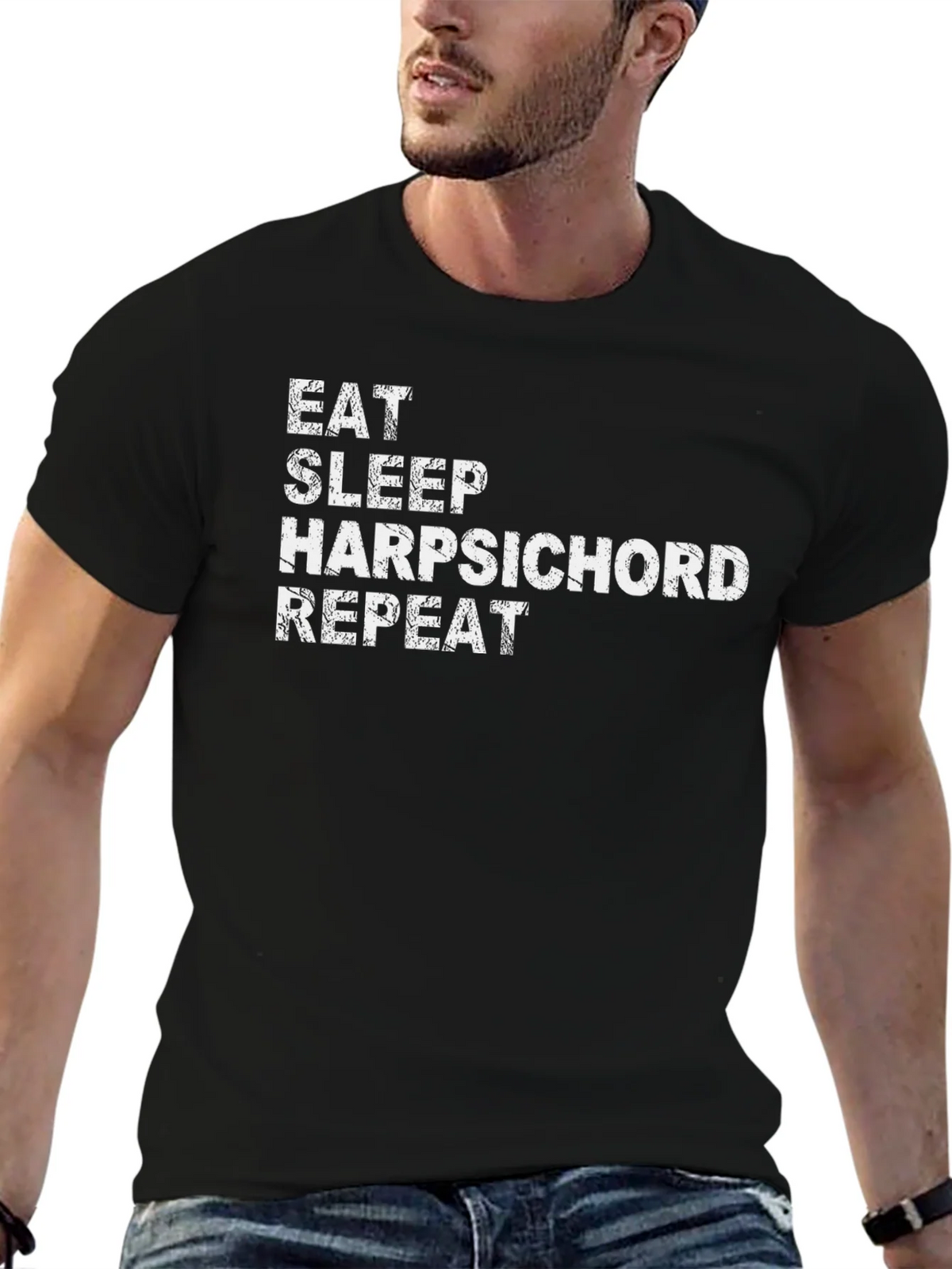 Eat Sleep Harpsichord Repeat - Novelty Graphic T-Shirt product image 6