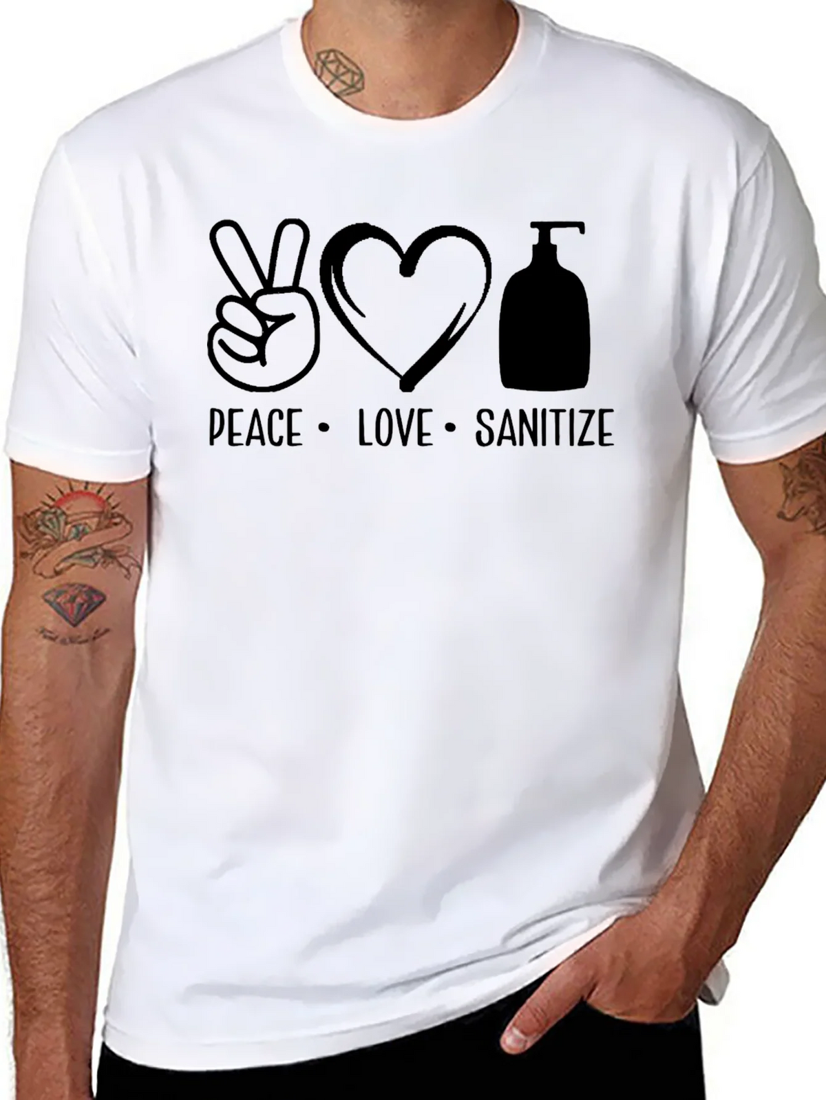 Peace Love Sanitize Black T-Shirt product image 7