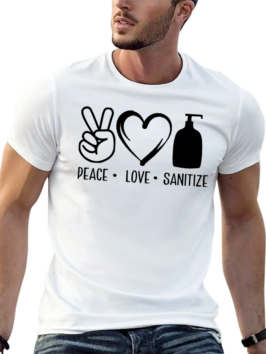 Peace Love Sanitize Black T-Shirt product image 12