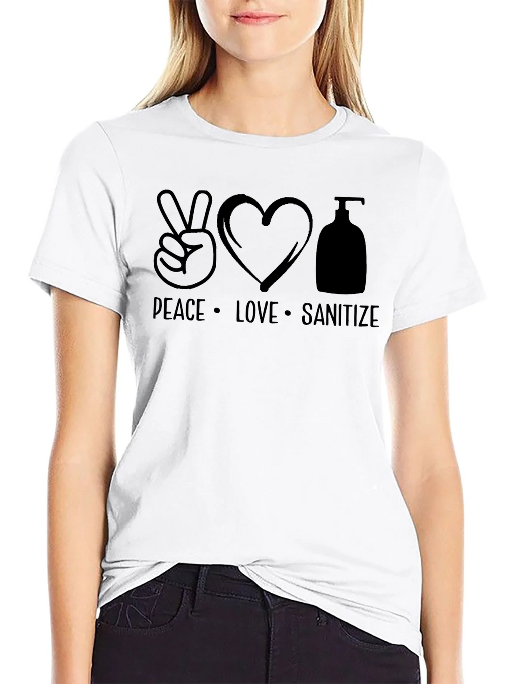 Peace Love Sanitize Black T-Shirt product image 8