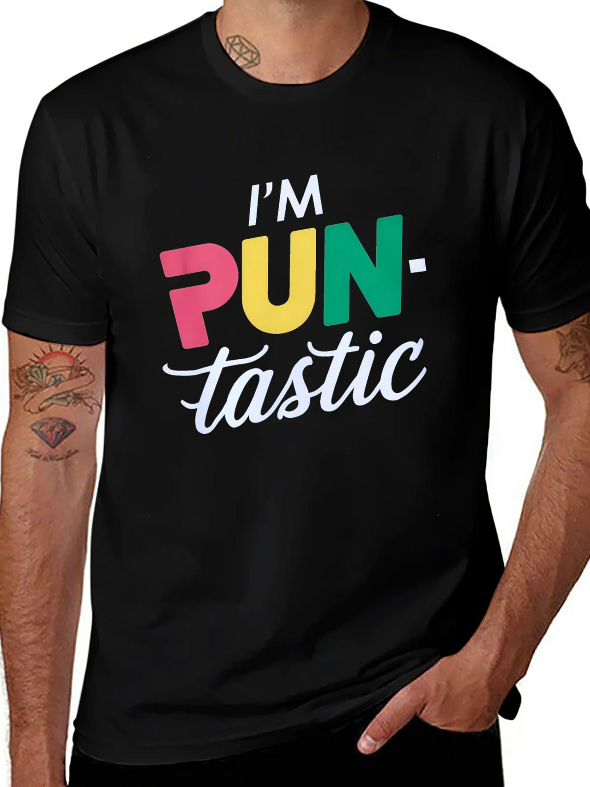 Pun-tastic Graphic T-Shirt - Black Cotton Tee product image 1