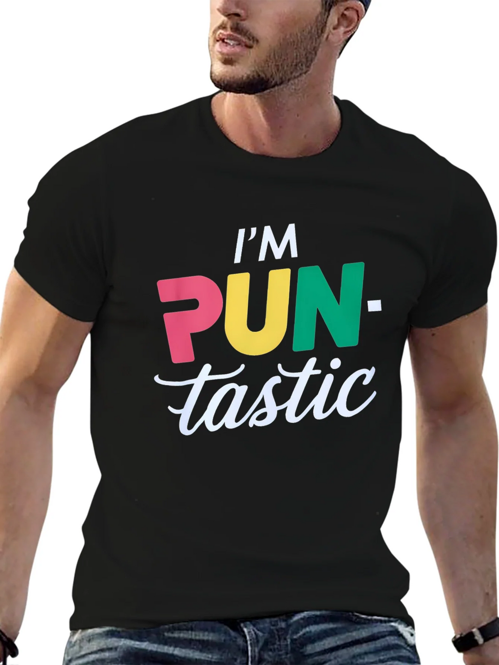 Pun-tastic Graphic T-Shirt - Black Cotton Tee product image 5