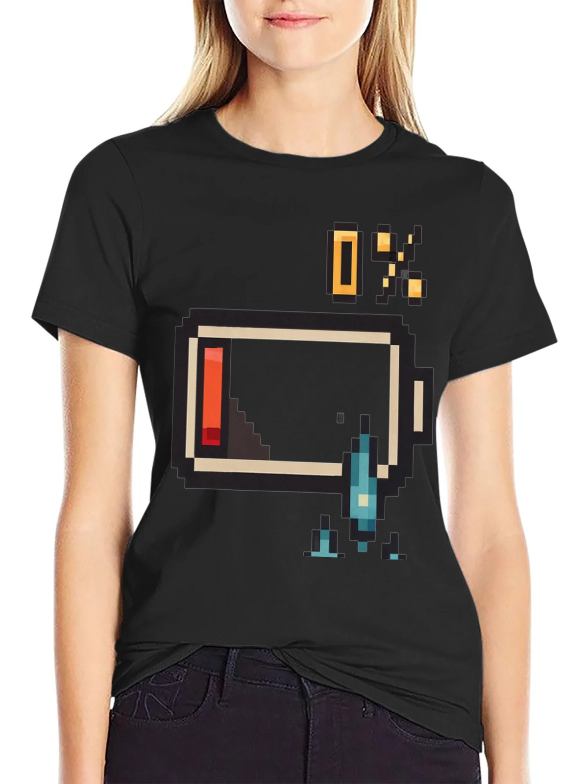 Pixel Battery Low Graphic Mens T-Shirt product image 2