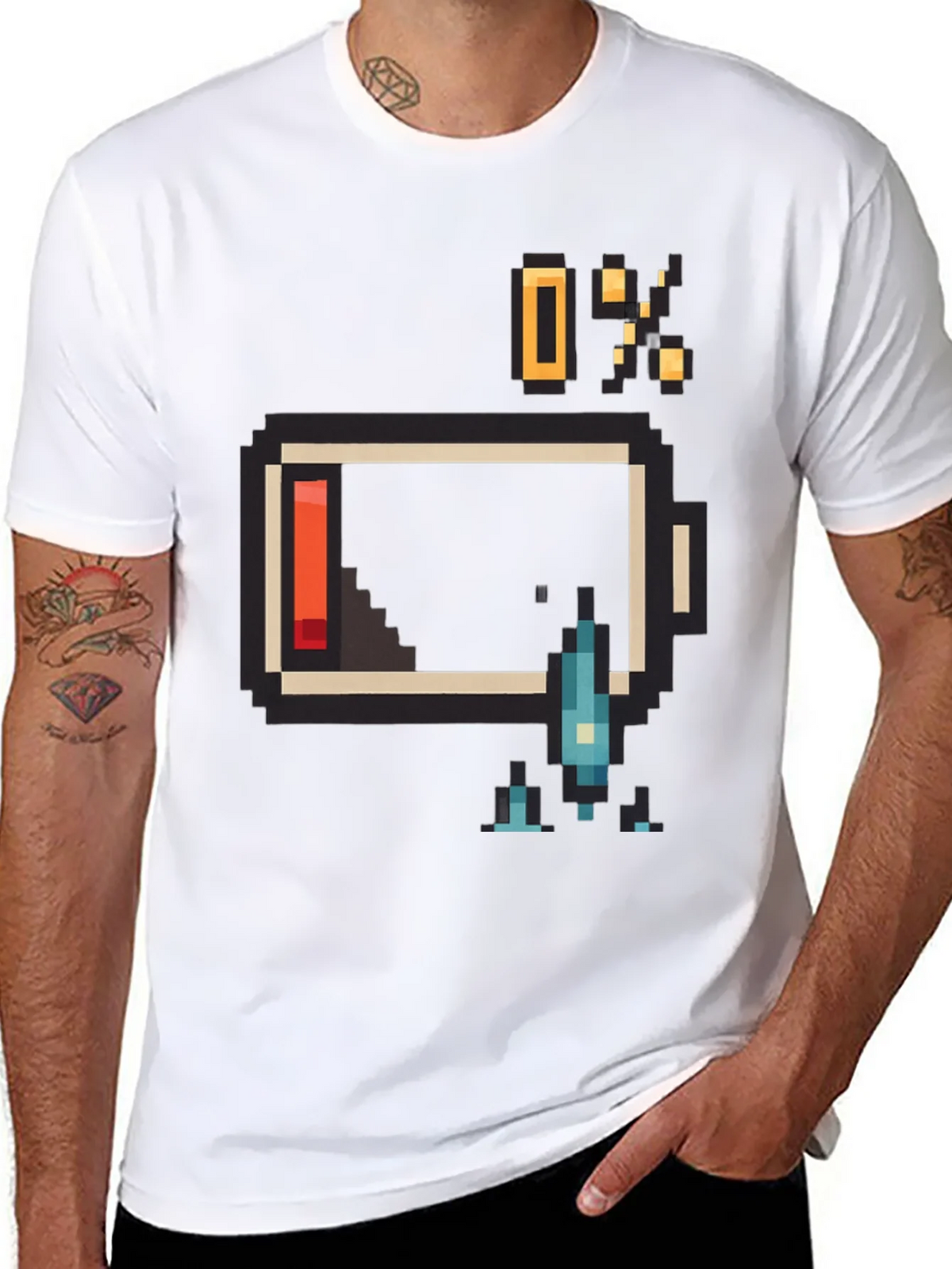 Pixel Battery Low Graphic Mens T-Shirt product image 7