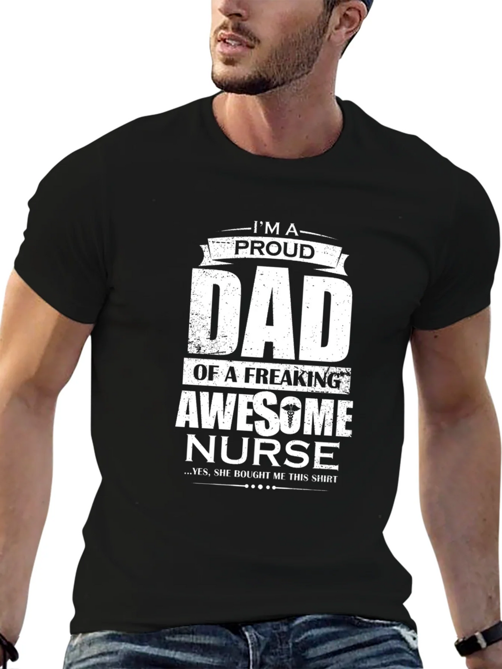 Proud Dad Awesome Nurse Graphic T-Shirt product image 6