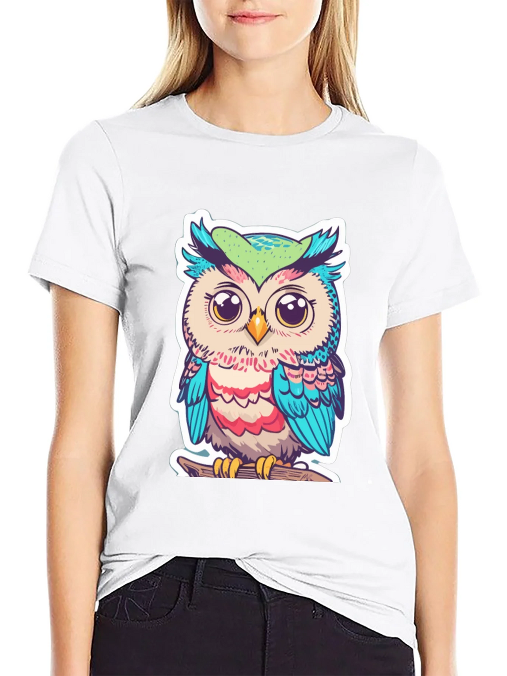 Cute Owl Graphic T-Shirt - Black Cotton Tee product image 8