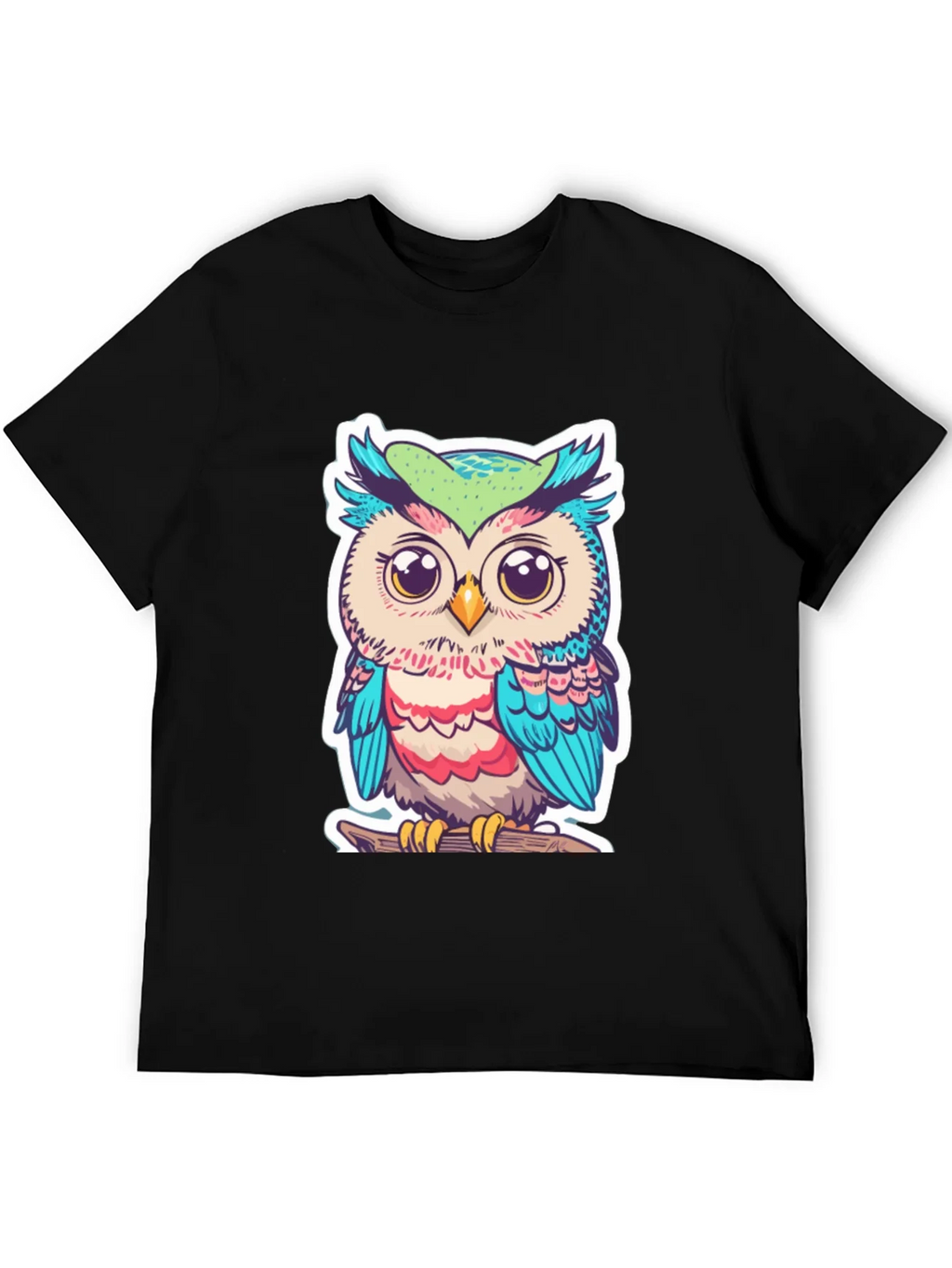 Cute Owl Graphic T-Shirt - Black Cotton Tee product image 5