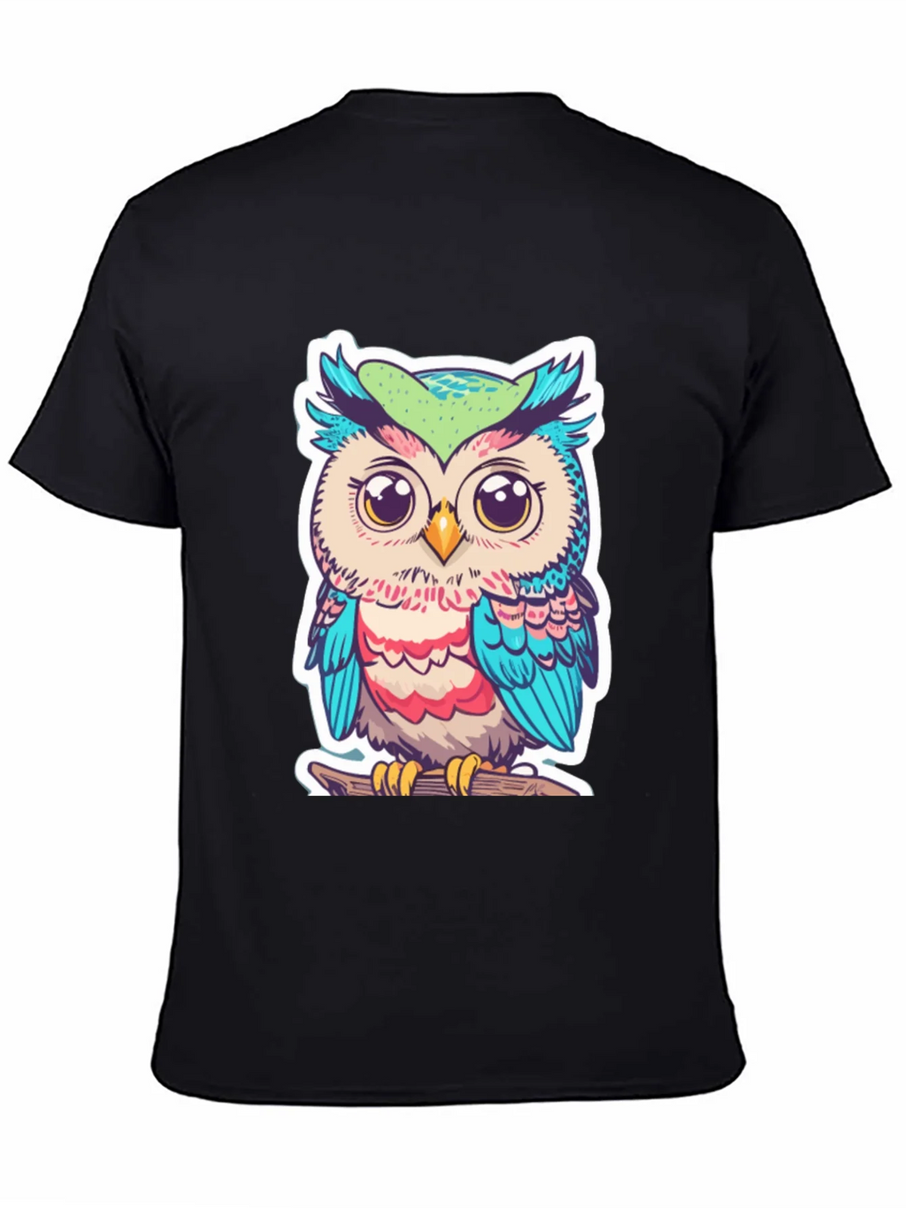 Cute Owl Graphic T-Shirt - Black Cotton Tee product image 4