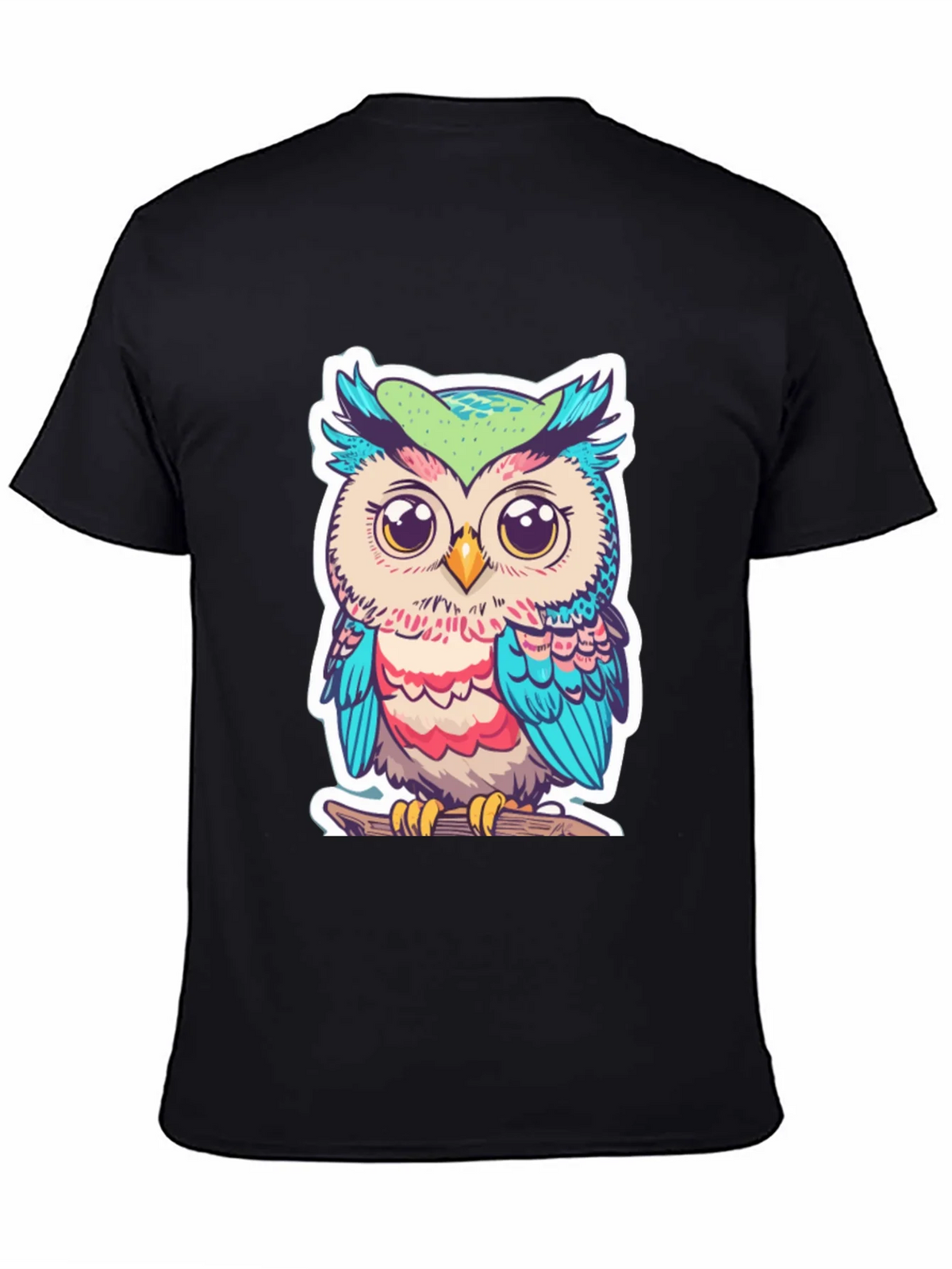 Cute Owl Graphic T-Shirt - Black Cotton Tee product image 4
