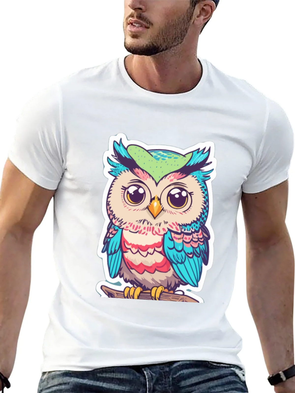 Cute Owl Graphic T-Shirt - Black Cotton Tee product image 12