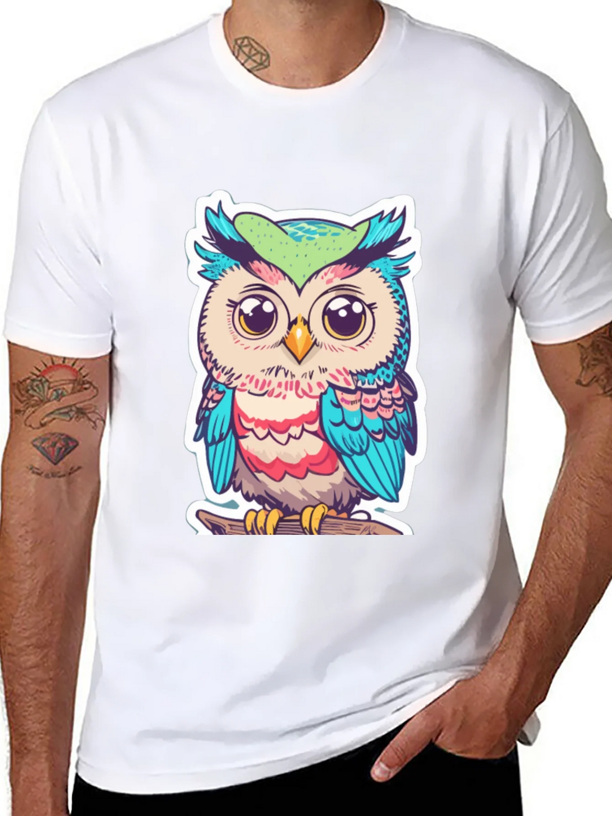 Cute Owl Graphic T-Shirt - Black Cotton Tee product image 7