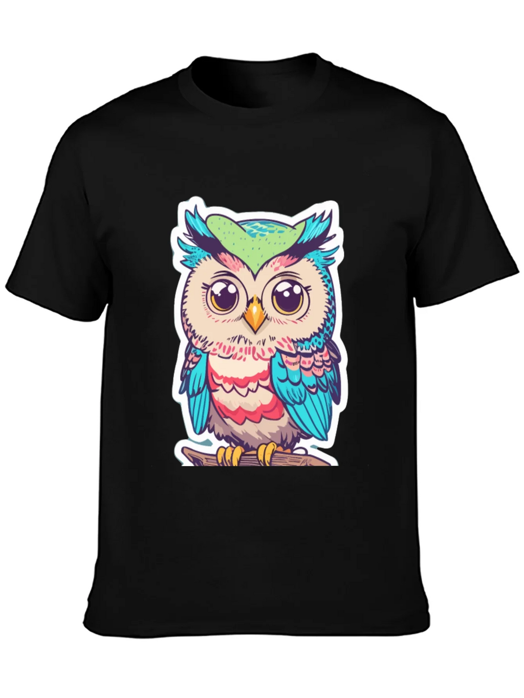 Cute Owl Graphic T-Shirt - Black Cotton Tee product image 3