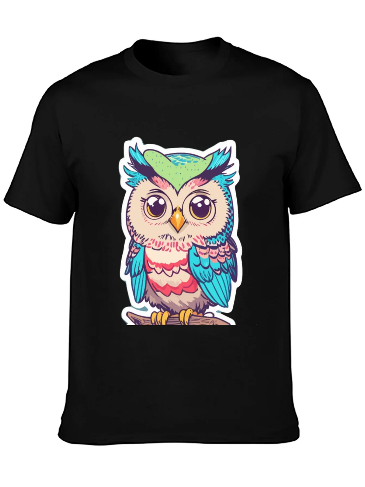 Cute Owl Graphic T-Shirt - Black Cotton Tee product image 3