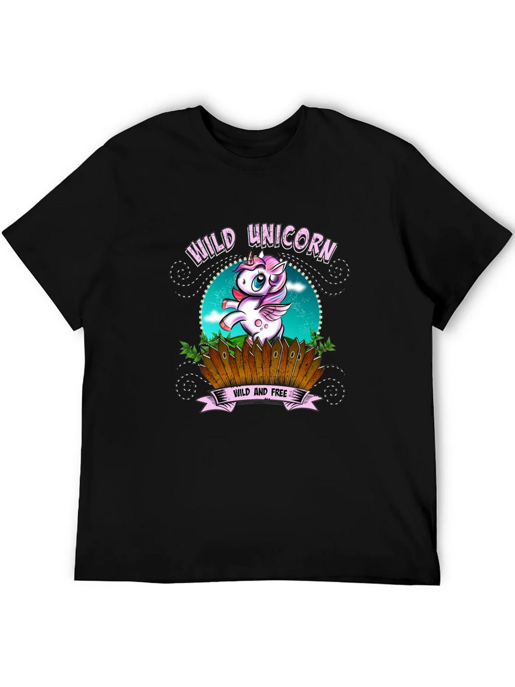 Wild Unicorn Black Graphic T-Shirt product image 3