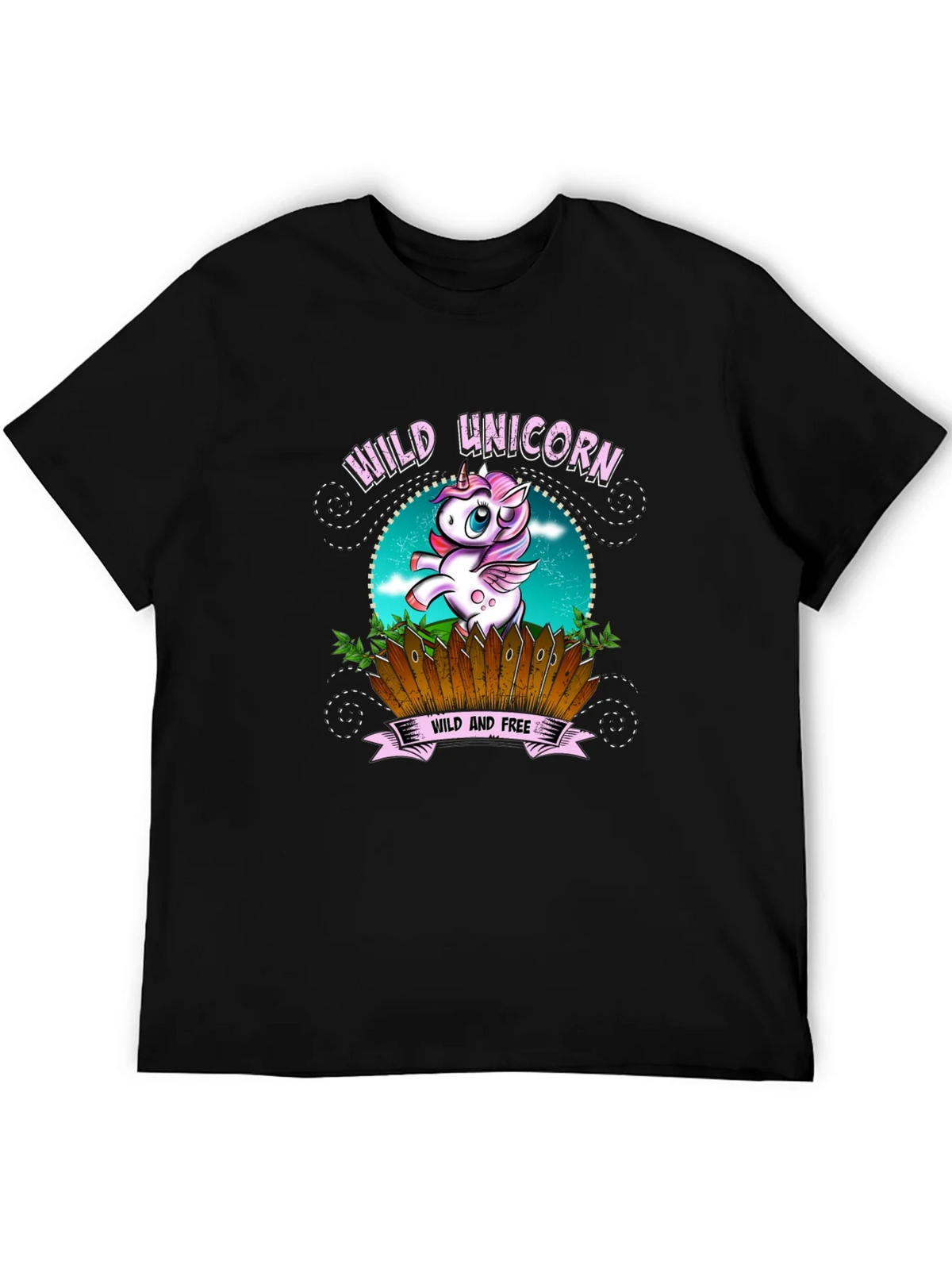 Wild Unicorn Black Graphic T-Shirt product image 3