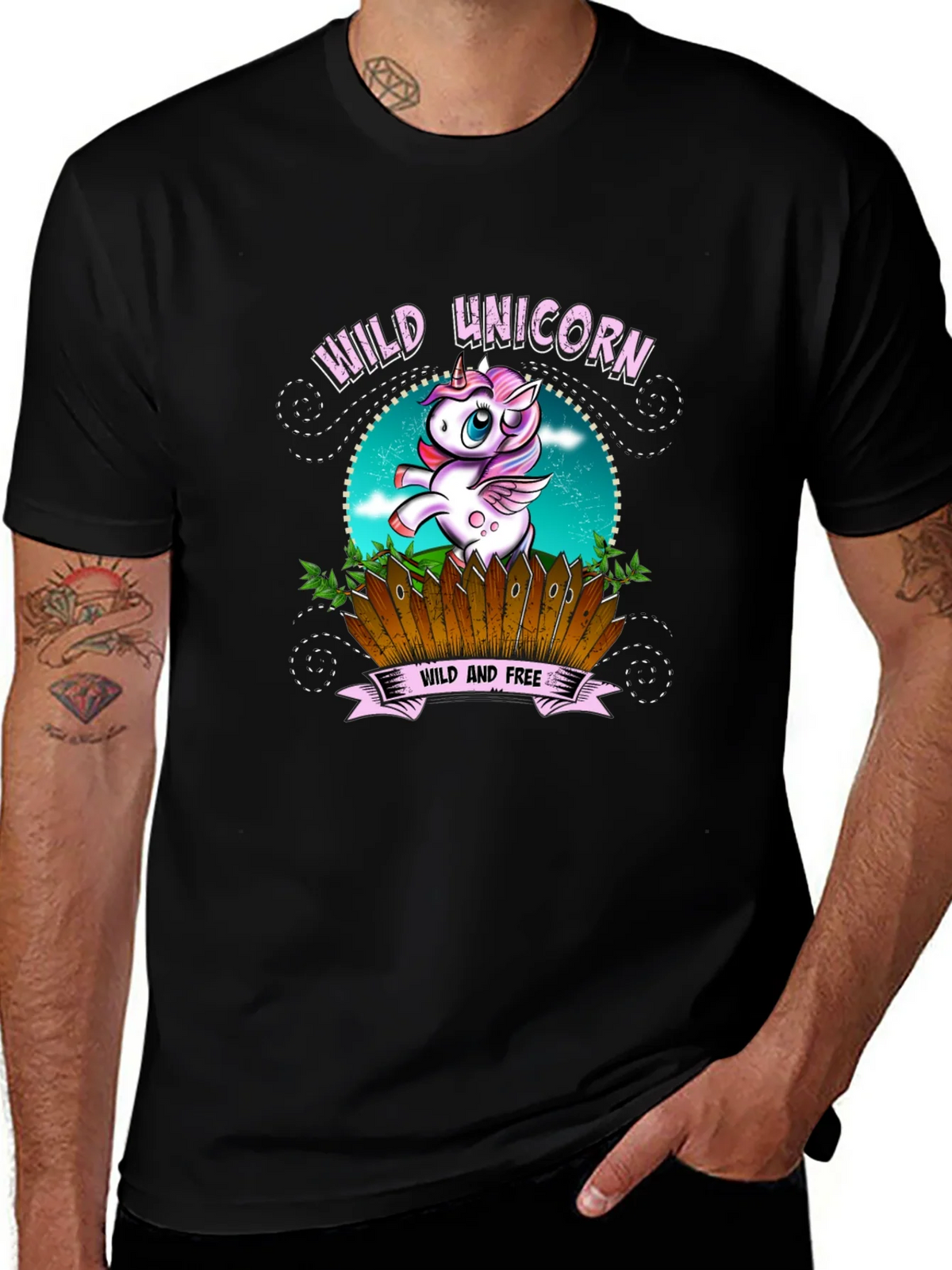 Wild Unicorn Black Graphic T-Shirt product image 1