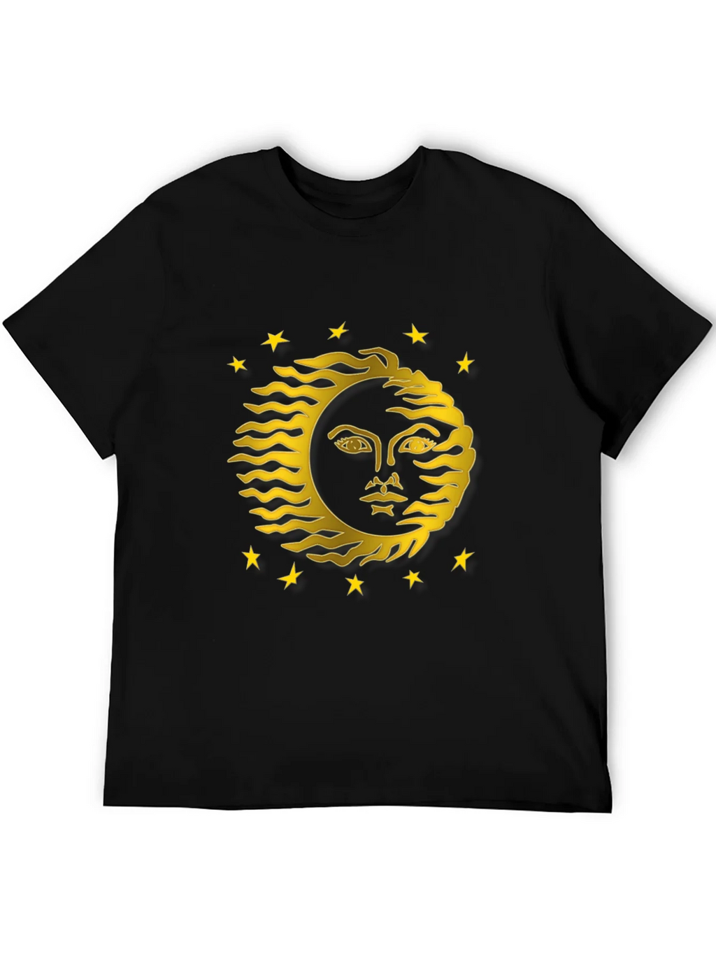 Celestial Sun Face Graphic Tee - Black Cotton T-Shirt product image 4