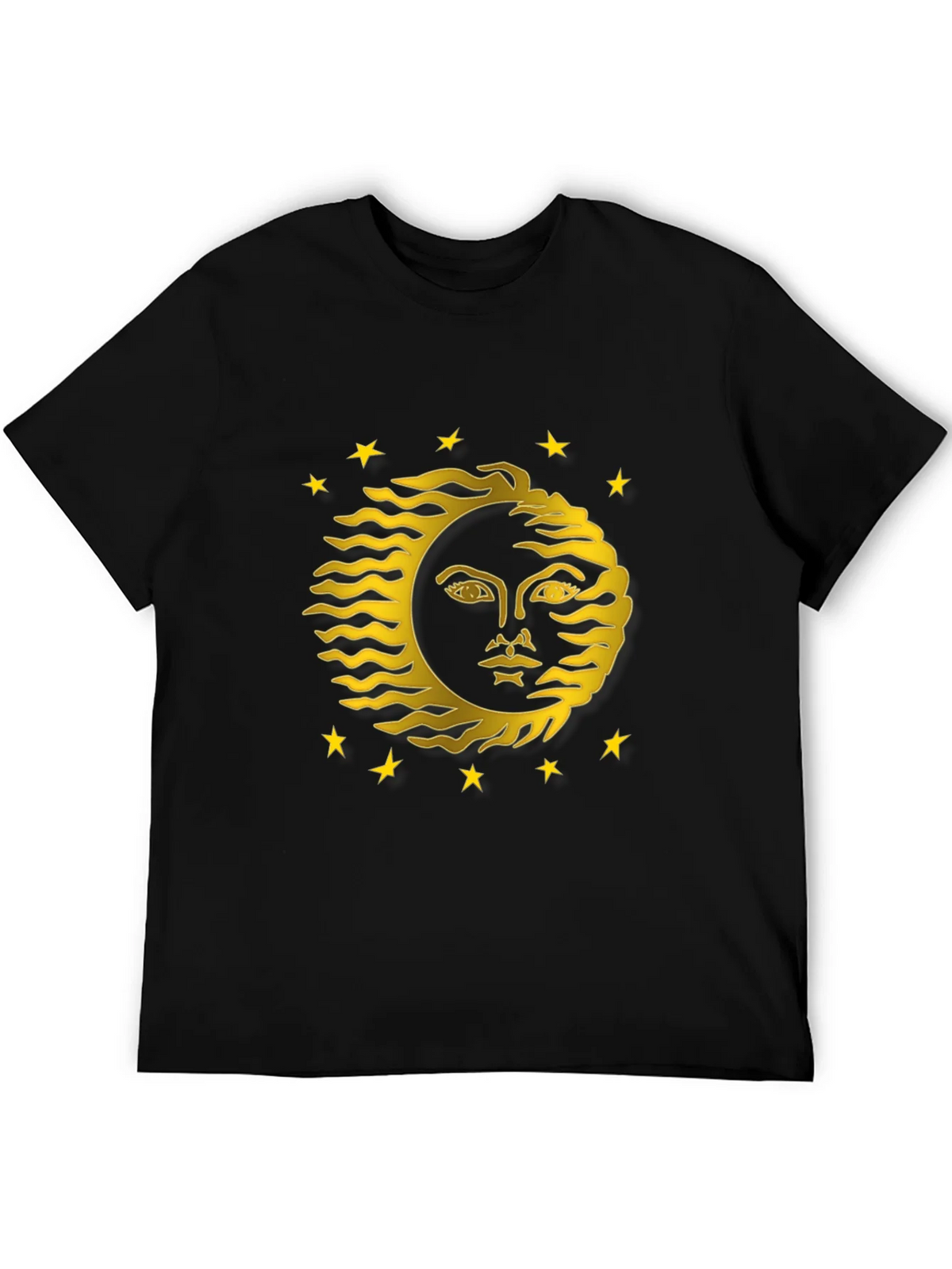 Celestial Sun Face Graphic Tee - Black Cotton T-Shirt product image 4