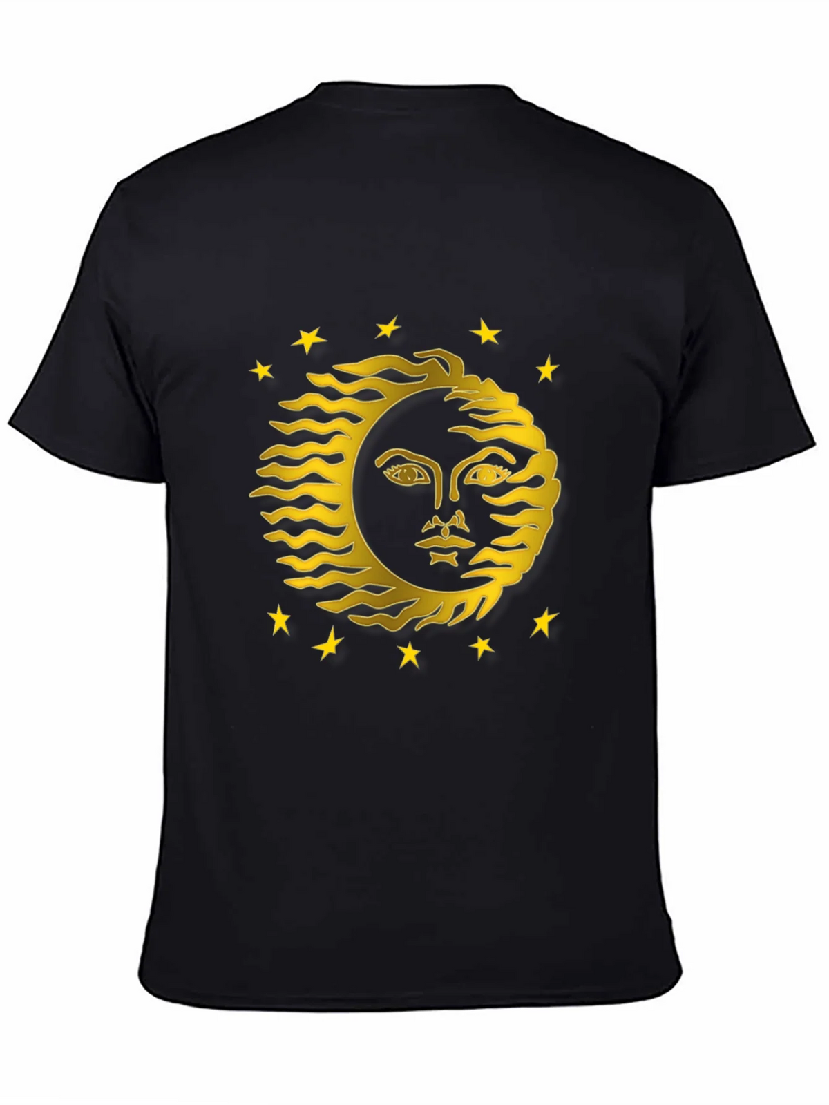 Celestial Sun Face Graphic Tee - Black Cotton T-Shirt product image 3