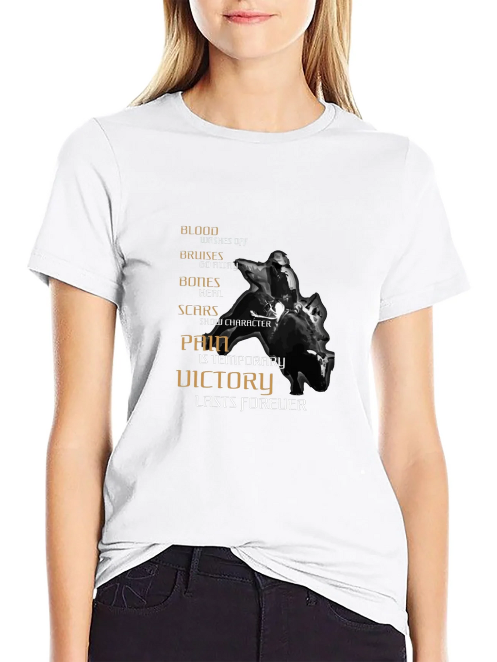 Motivational Rider Graphic T-Shirt - Pain is Temporary product image 3