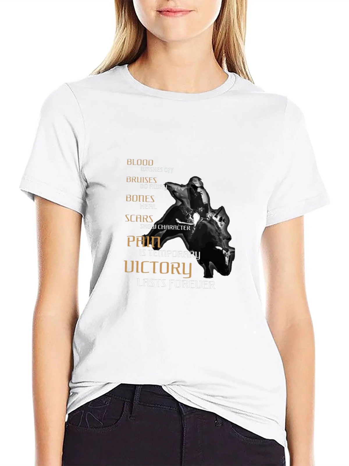 Motivational Rider Graphic T-Shirt - Pain is Temporary product image 3