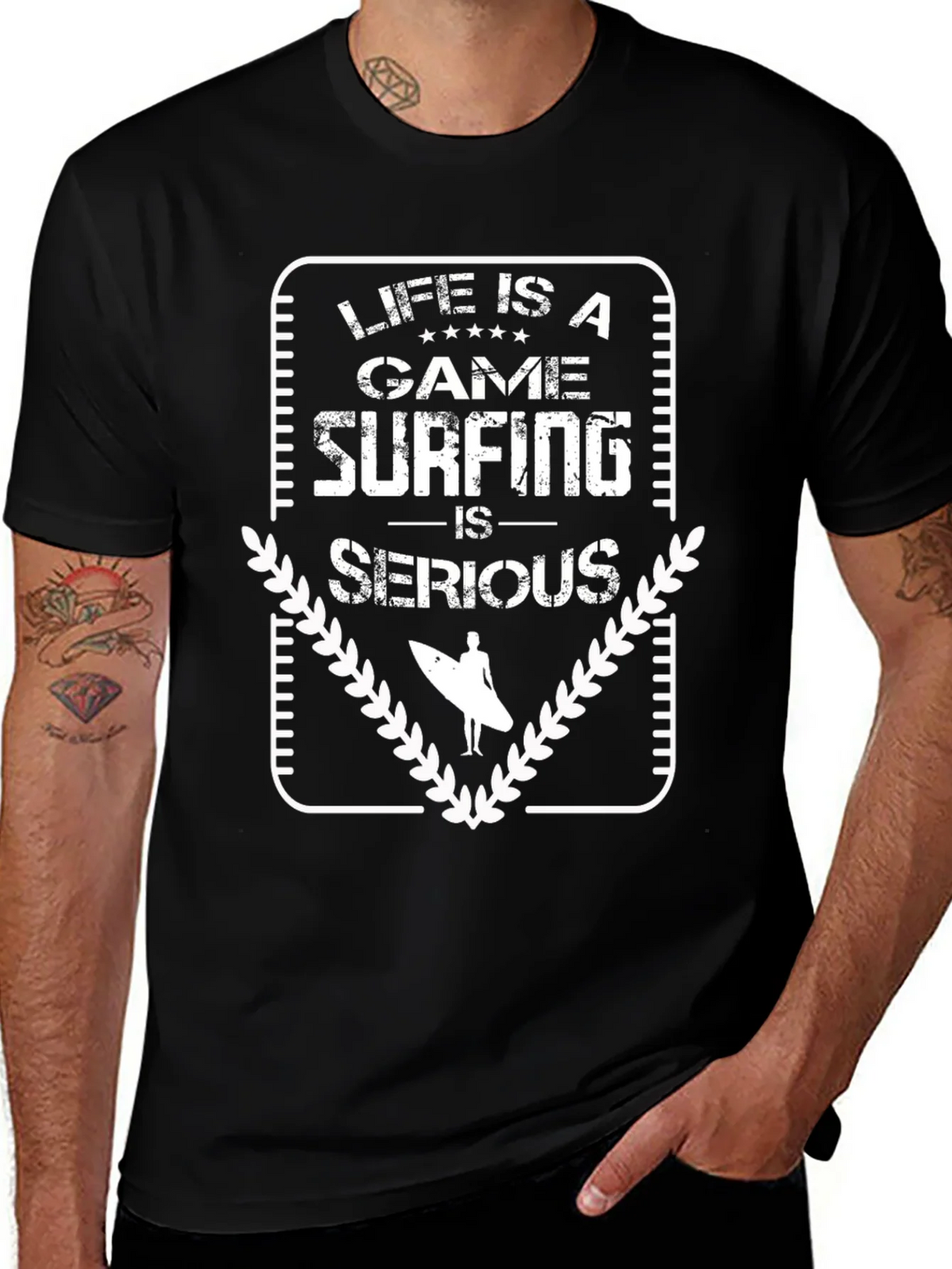 Life is a Game Surfing is Serious - Graphic T-Shirt product image 1