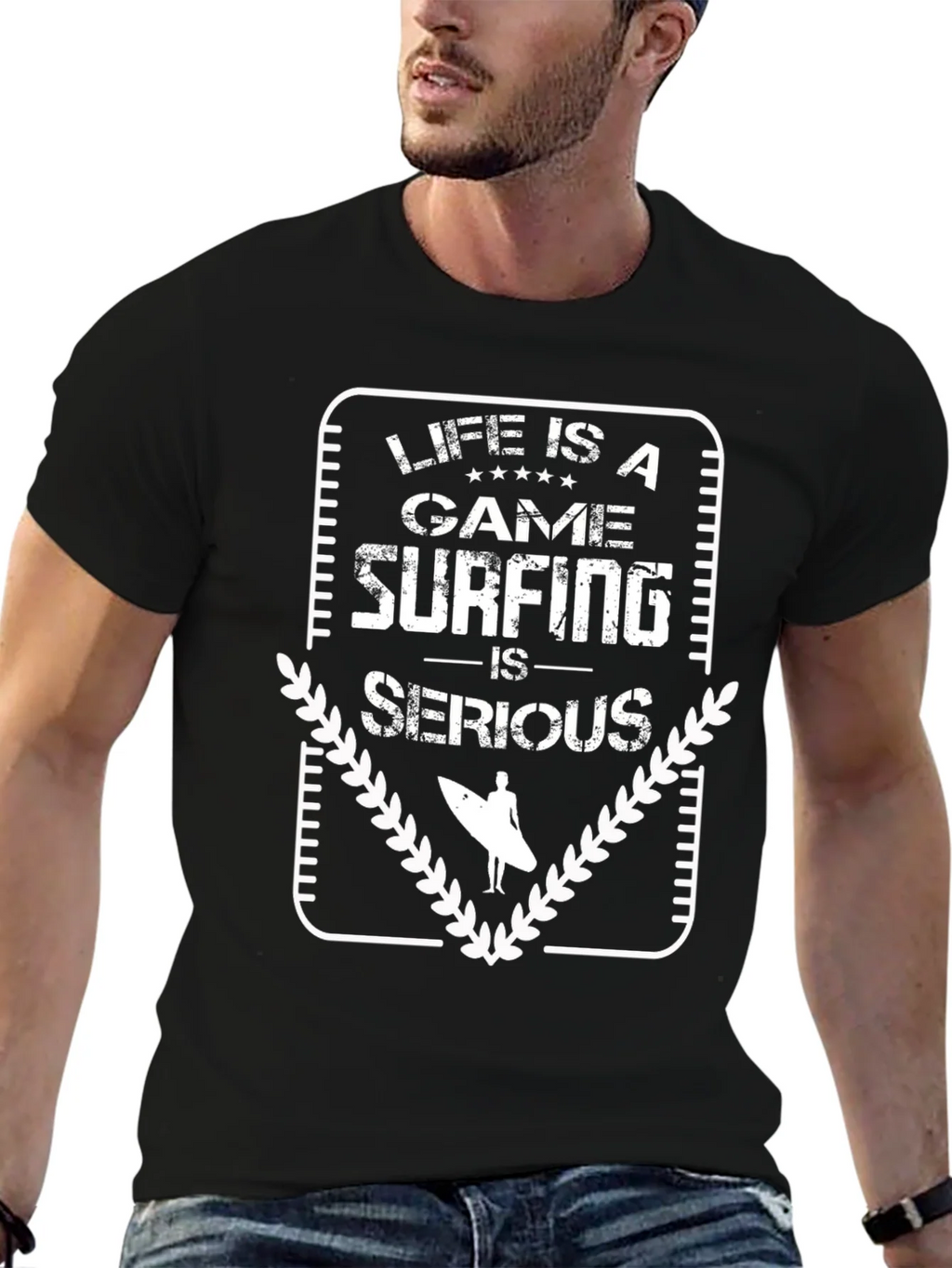 Life is a Game Surfing is Serious - Graphic T-Shirt product image 4