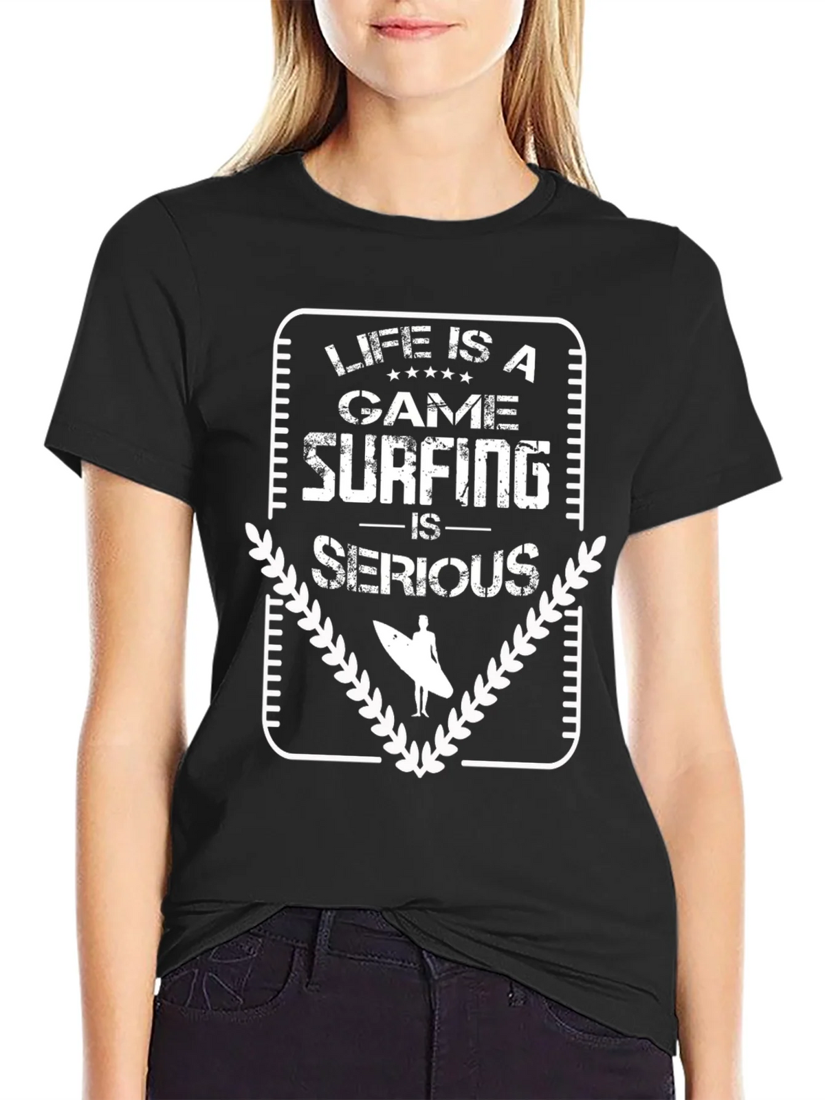 Life is a Game Surfing is Serious - Graphic T-Shirt product image 2