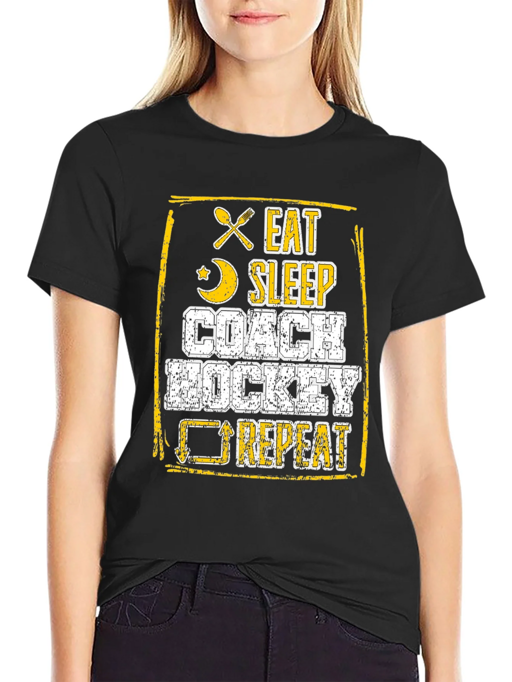 Eat Sleep Coach Hockey Repeat Graphic Tee product image 1
