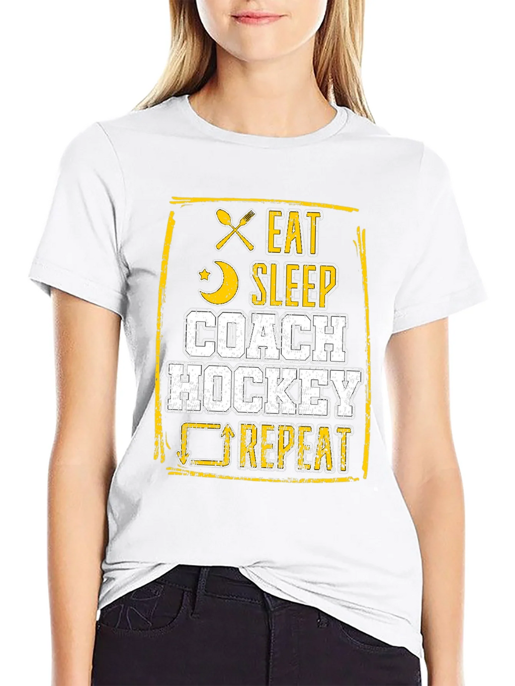 Eat Sleep Coach Hockey Repeat Graphic Tee product image 2
