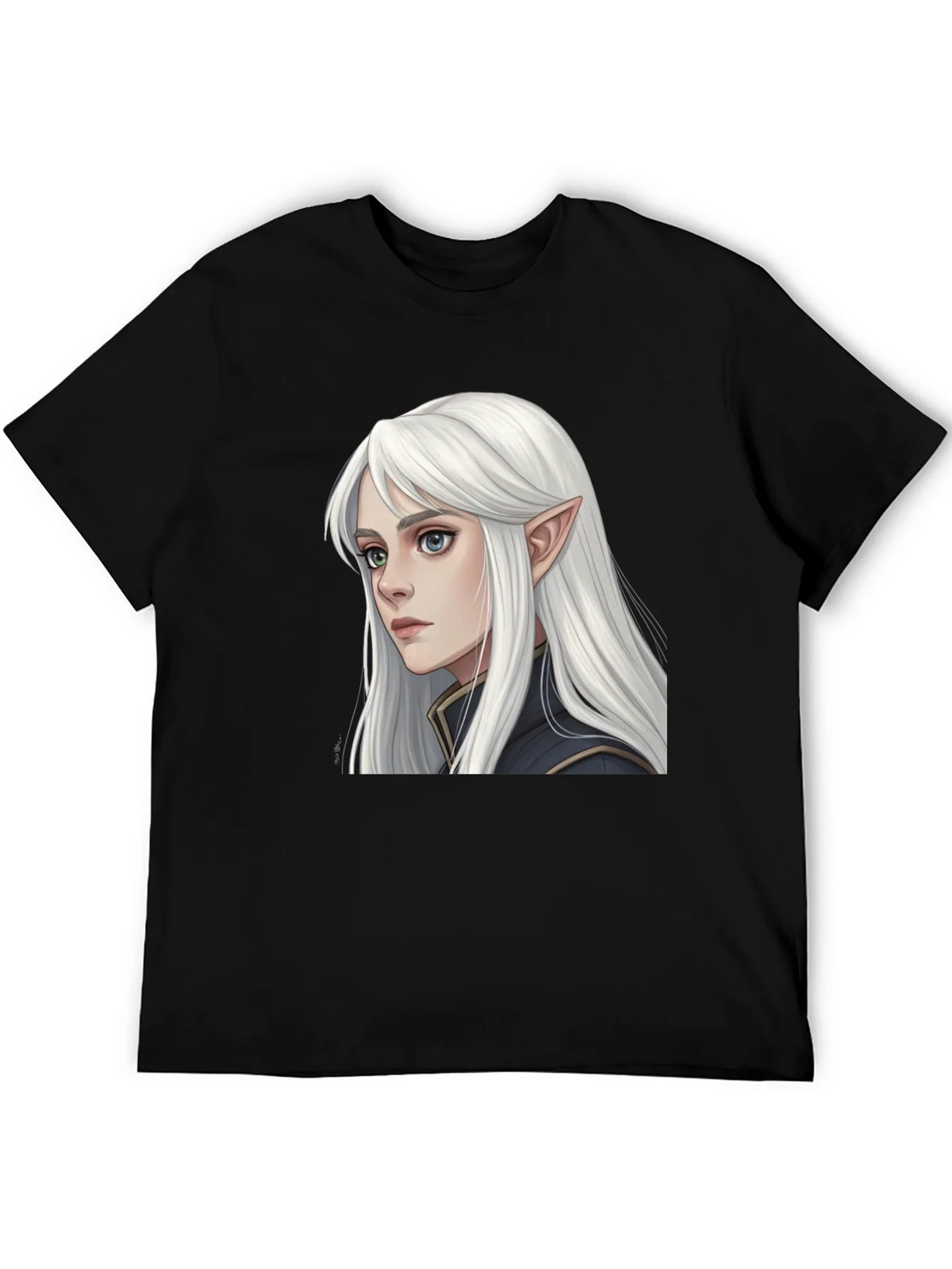 Elf Portrait Black T-Shirt product image 5