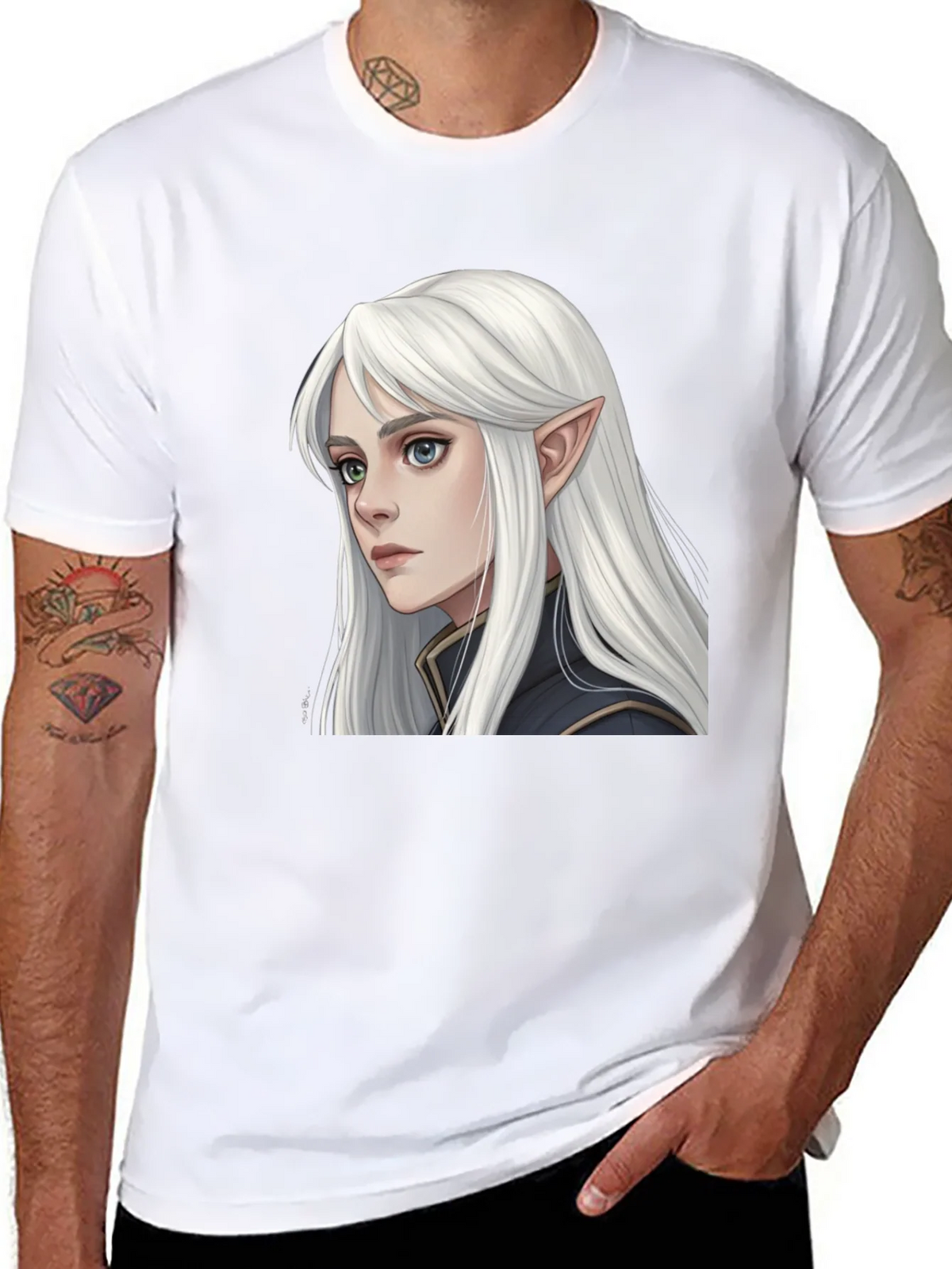 Elf Portrait Black T-Shirt product image 7