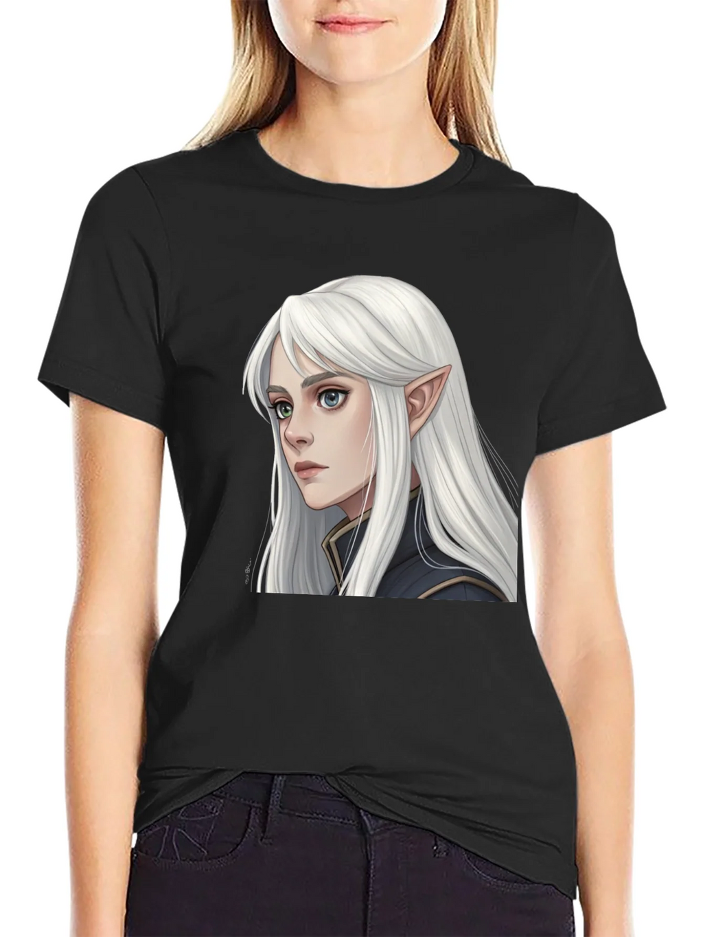 Elf Portrait Black T-Shirt product image 2