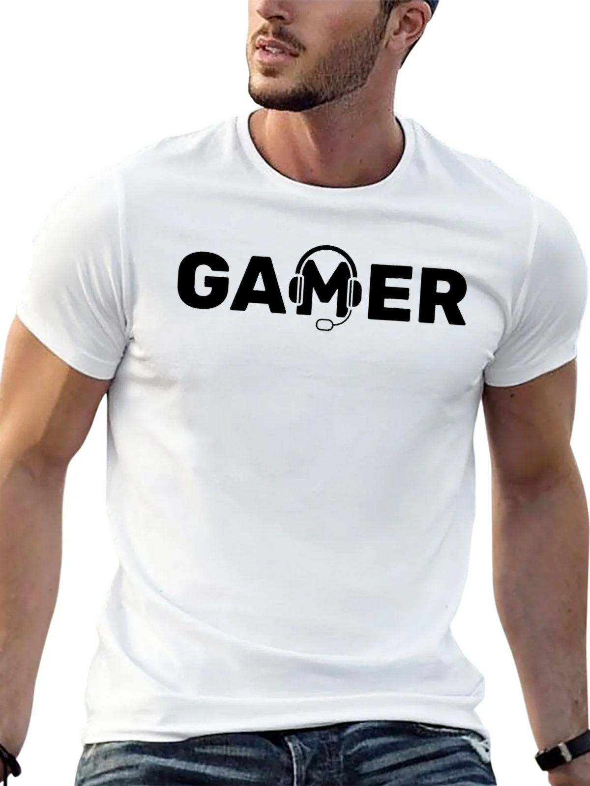 Gamer Headset Graphic Tee - Black Casual T-Shirt product image 4