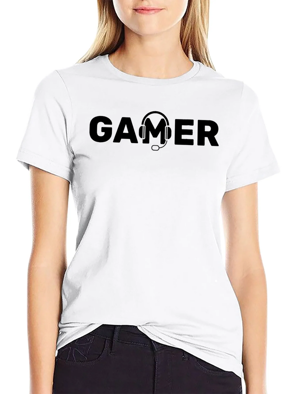 Gamer Headset Graphic Tee - Black Casual T-Shirt product image 2