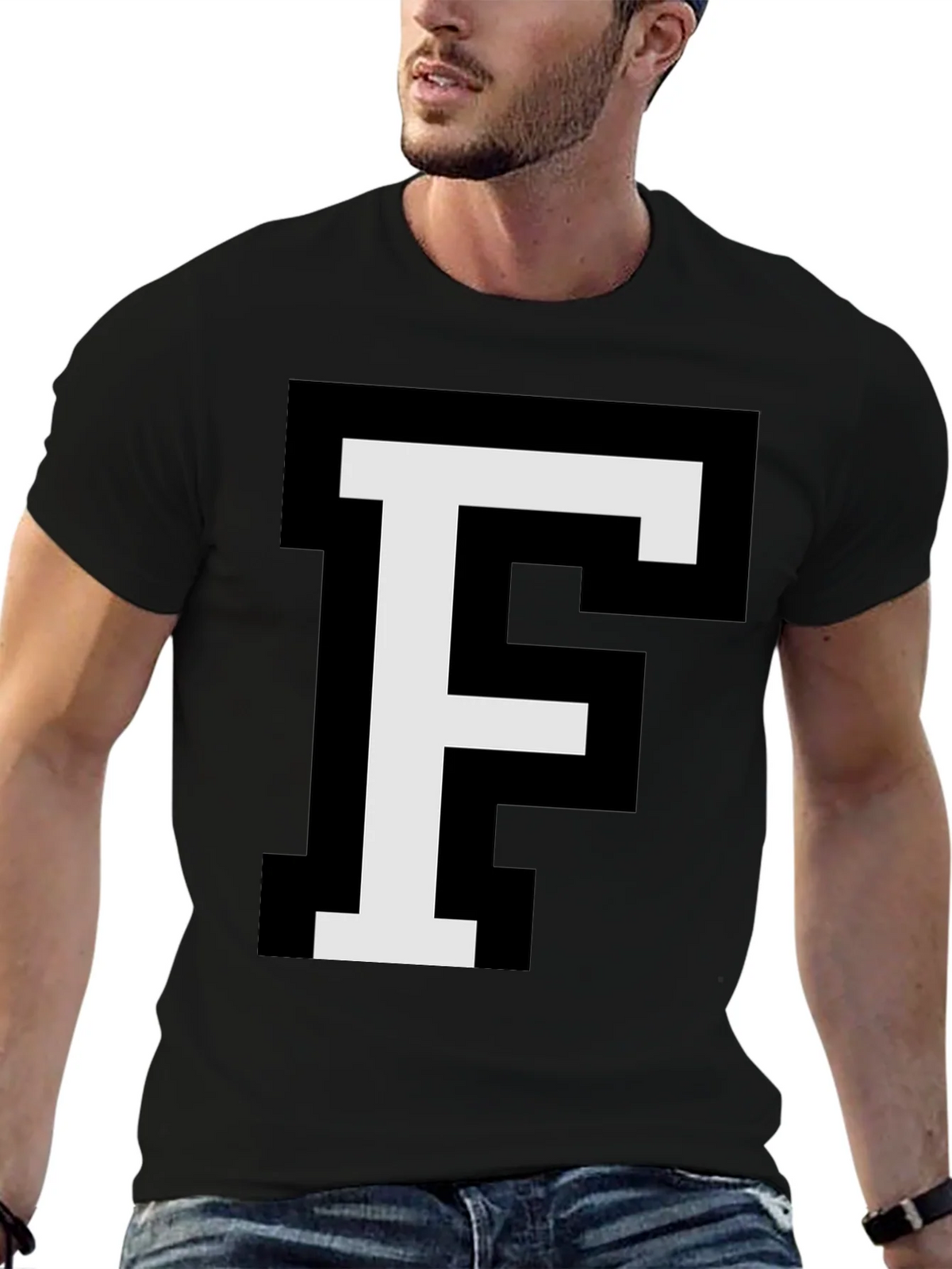 Pixel Letter F Graphic Tee - Retro Gaming Style product image 4