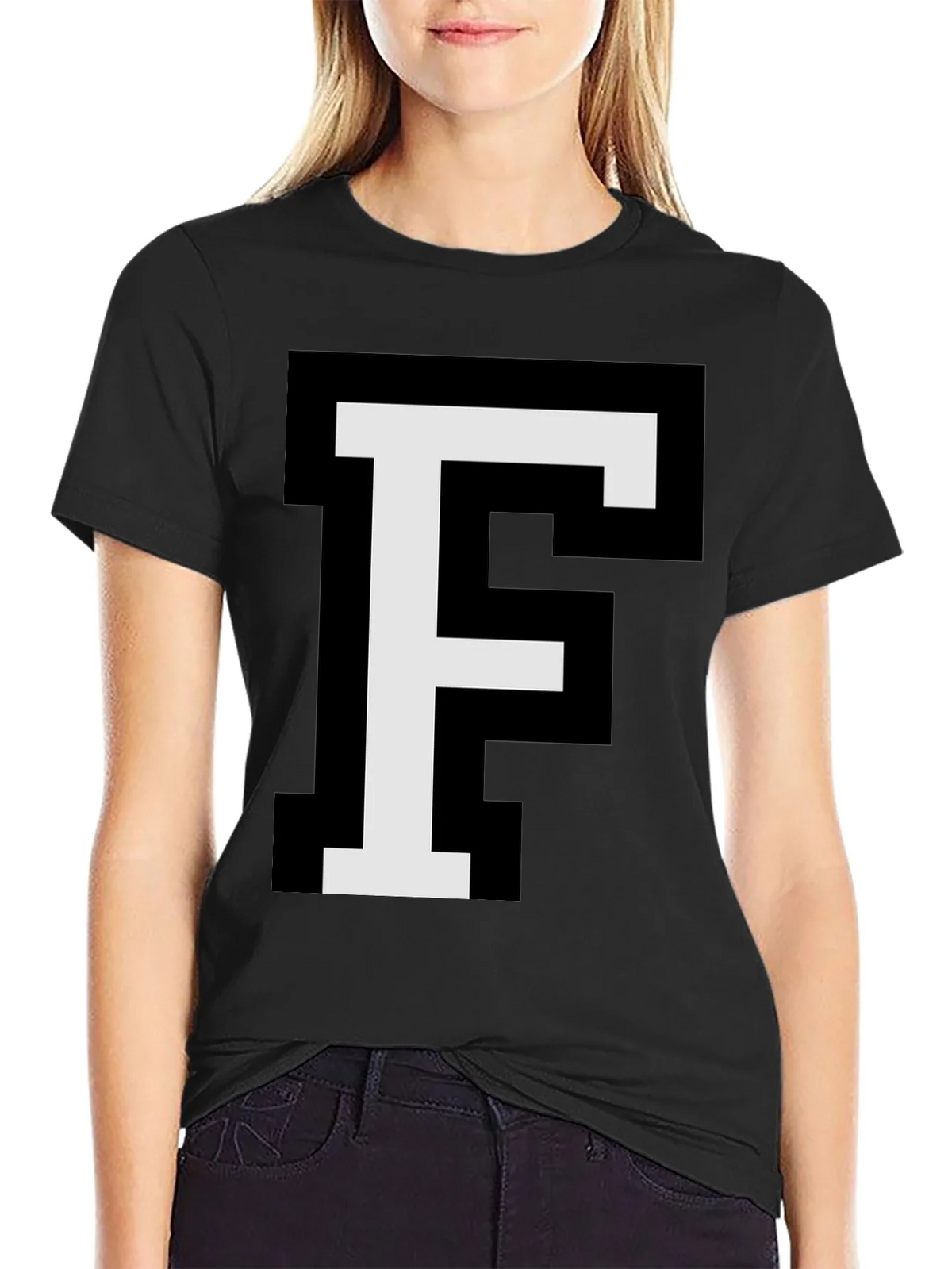 Pixel Letter F Graphic Tee - Retro Gaming Style product image 1
