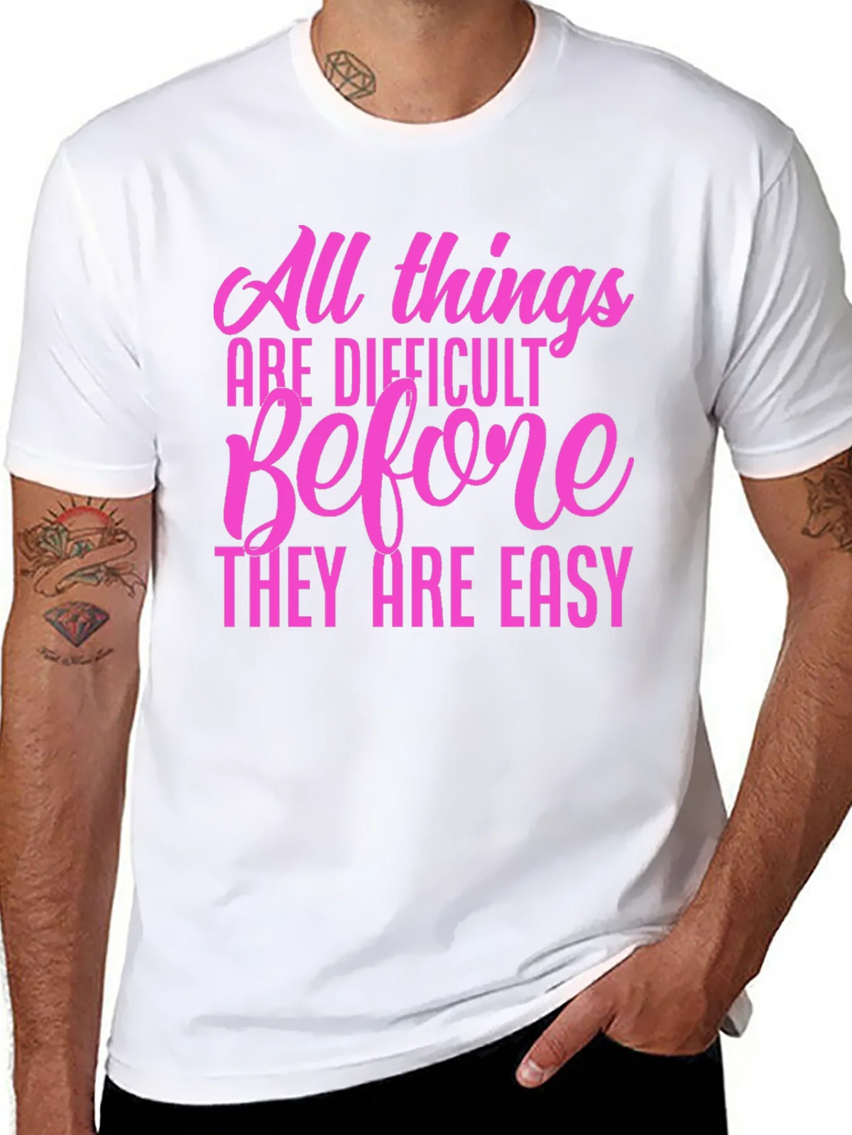 Motivational Quote T-Shirt: All Things Are Difficult product image 7