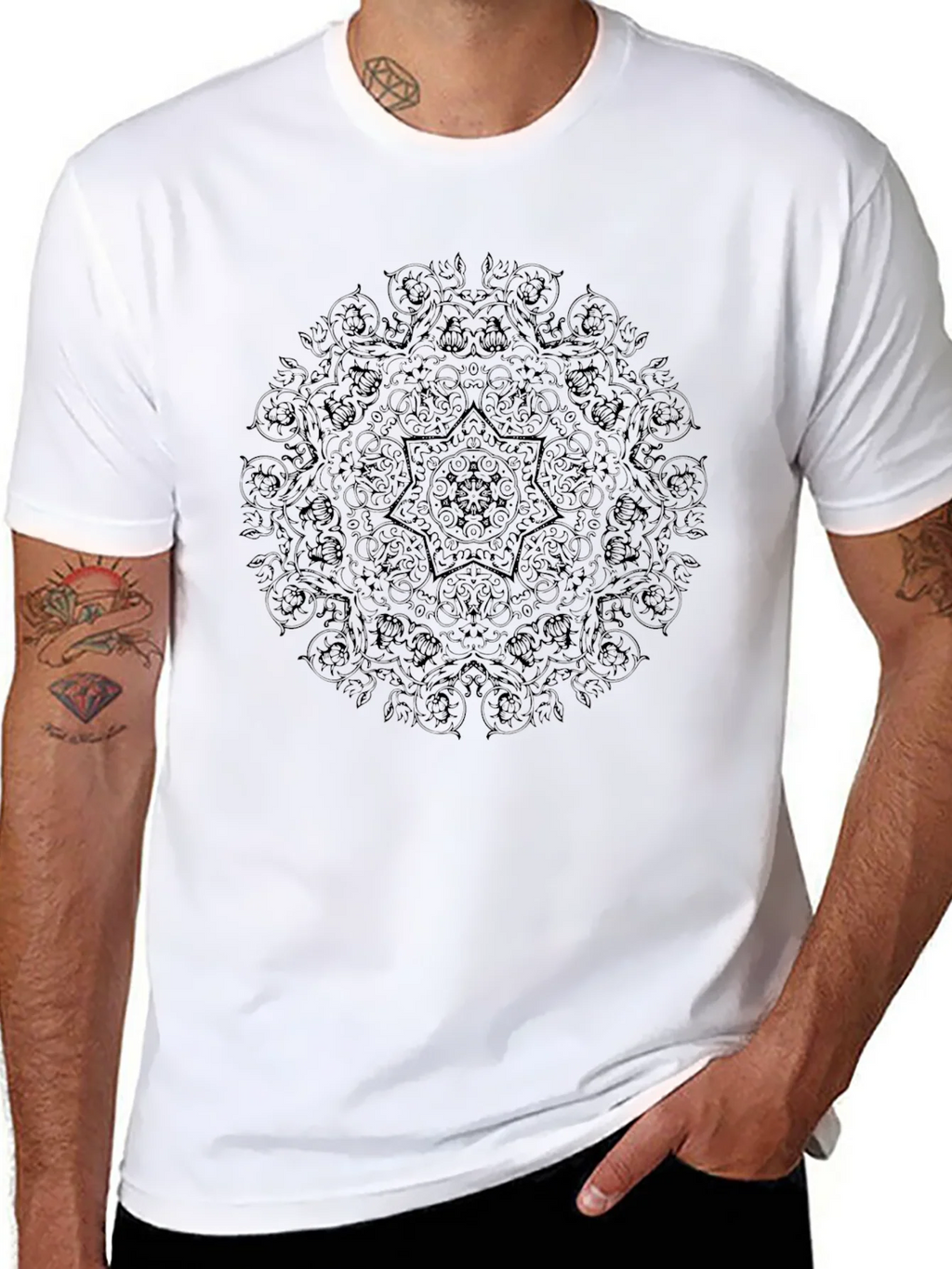 Mandala Print Black Tee | Stylish Casual Wear product image 6