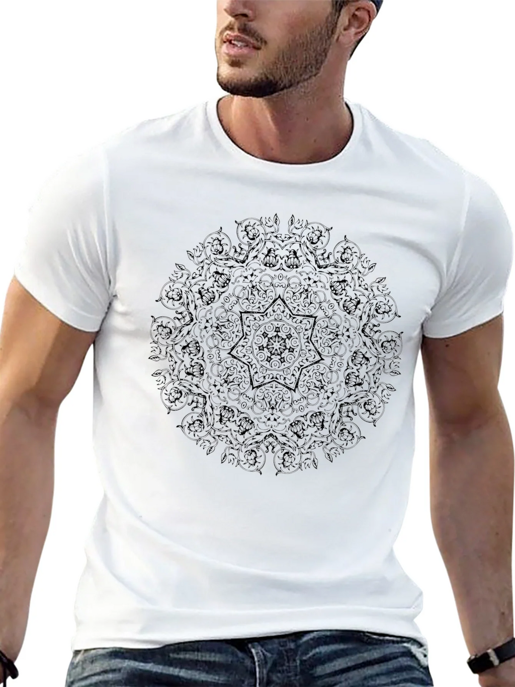 Mandala Print Black Tee | Stylish Casual Wear product image 10